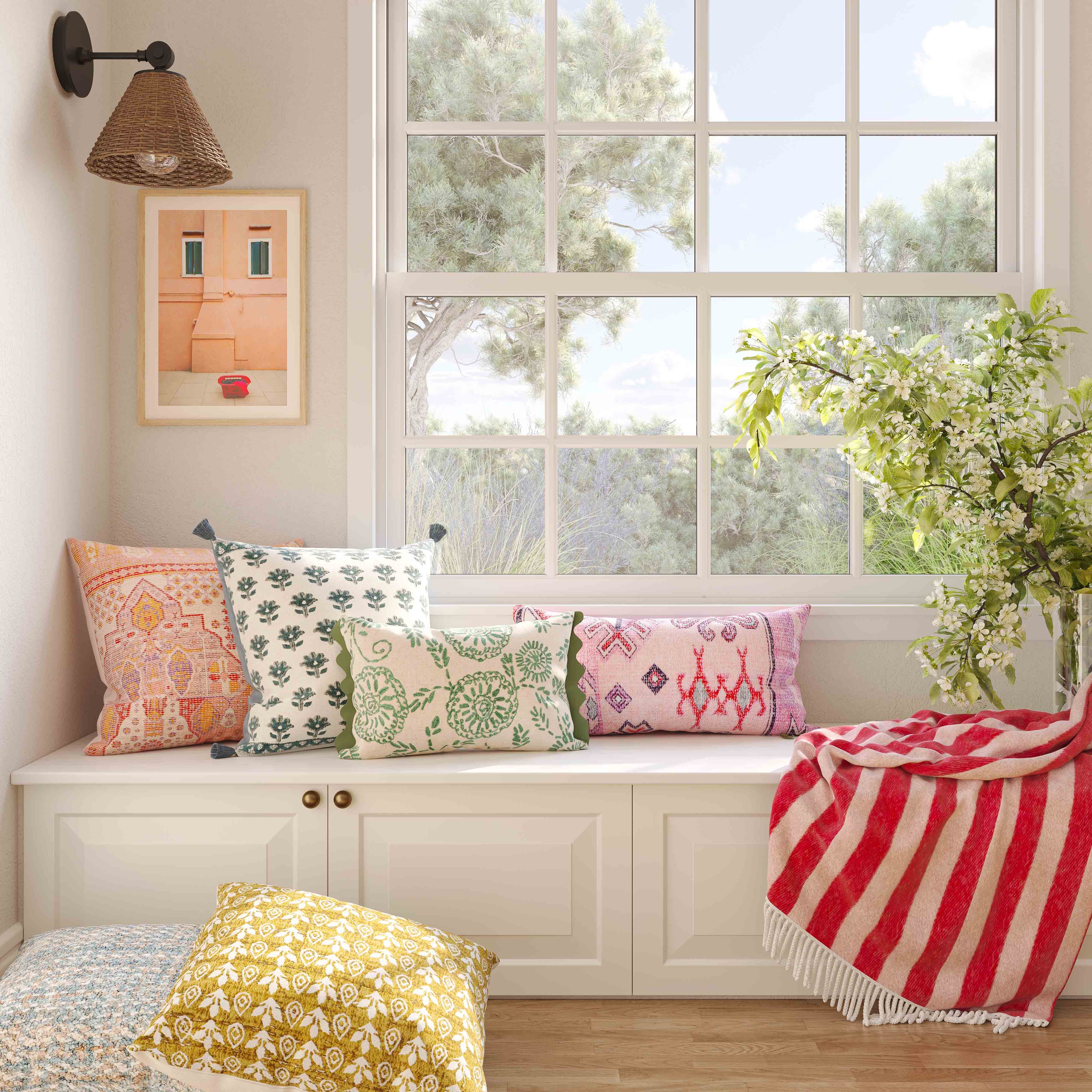 Persia 27X10 Pink Cotton Bolster Pillow