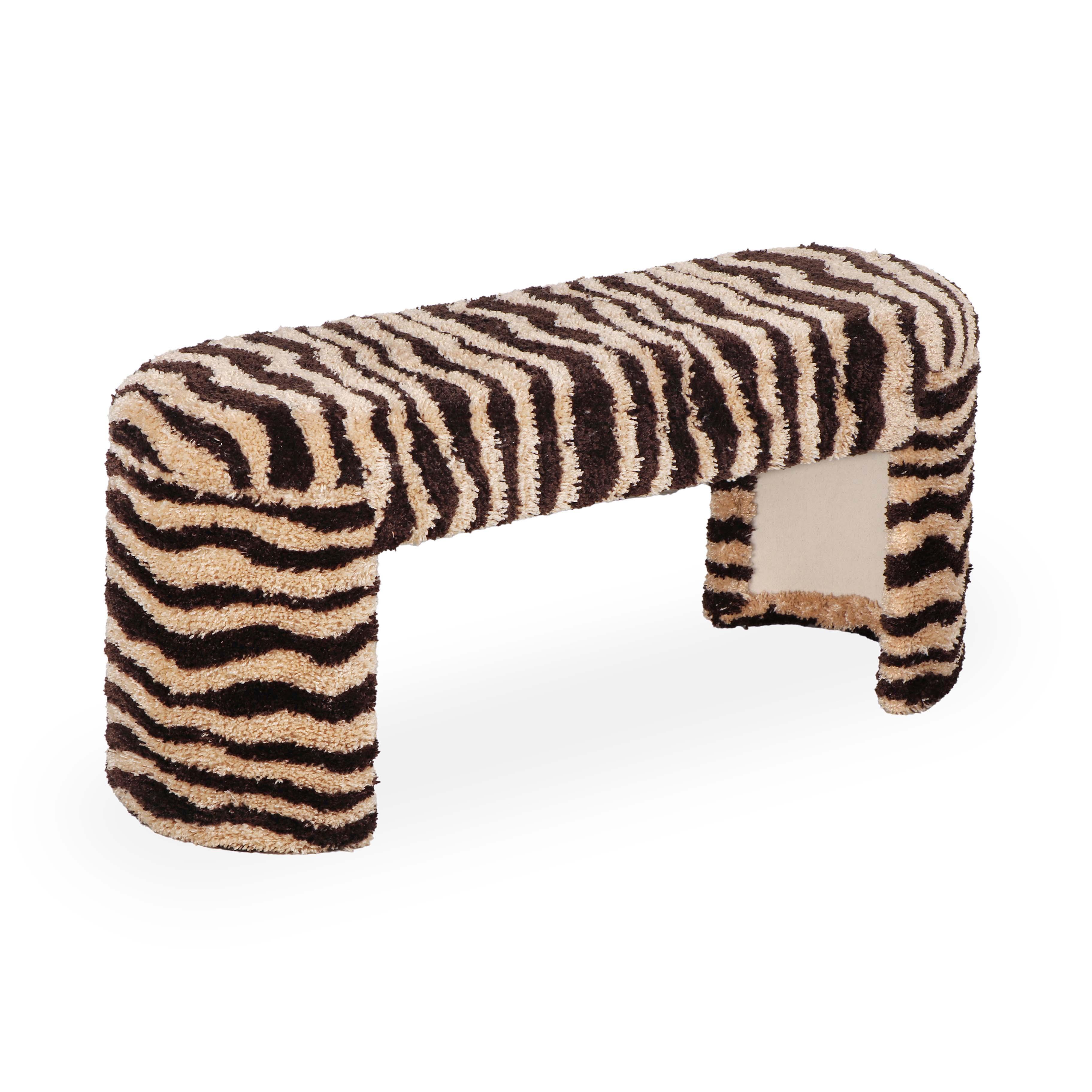 Zebra 39 Brown Striped Tufted Bench