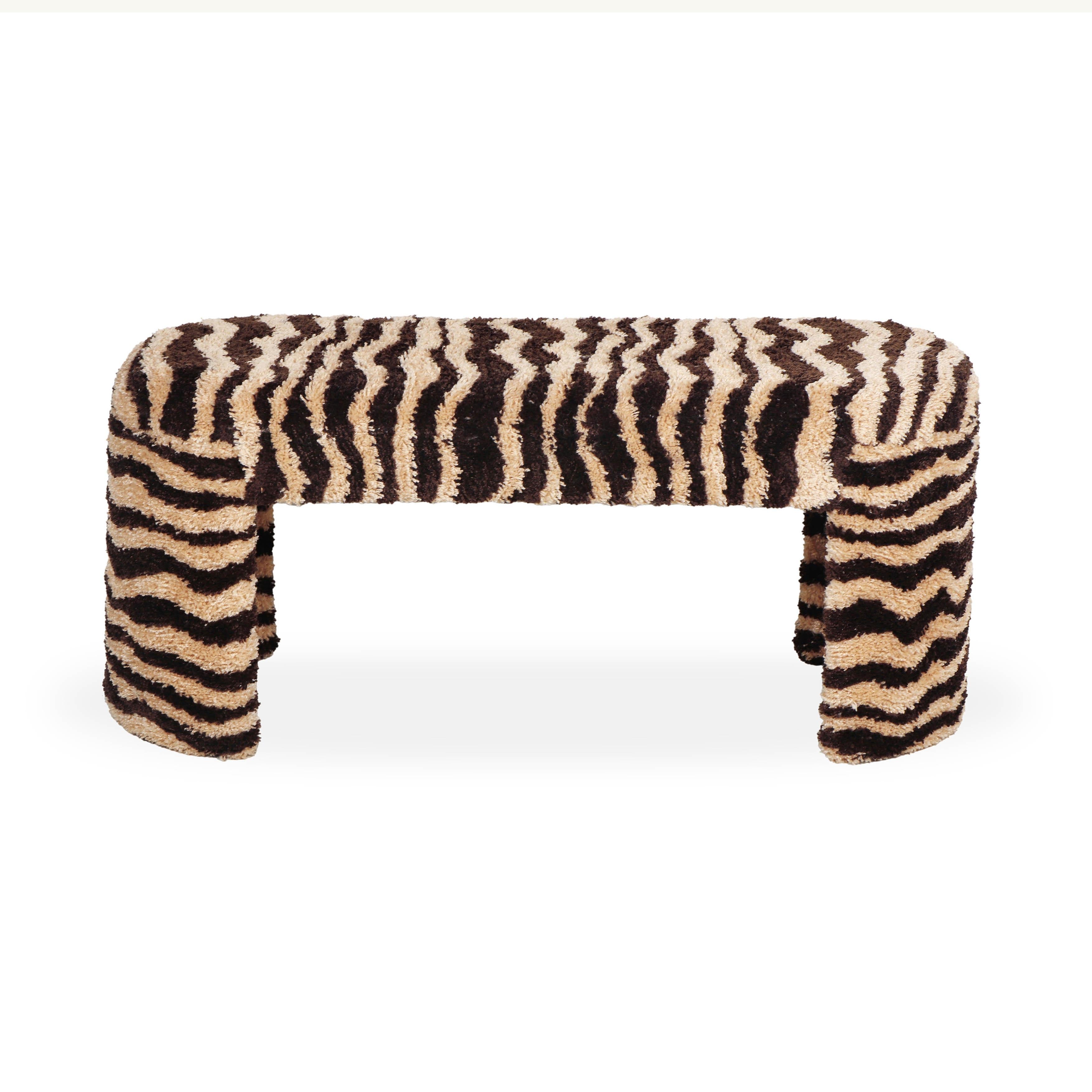 Zebra 39 Brown Striped Tufted Bench
