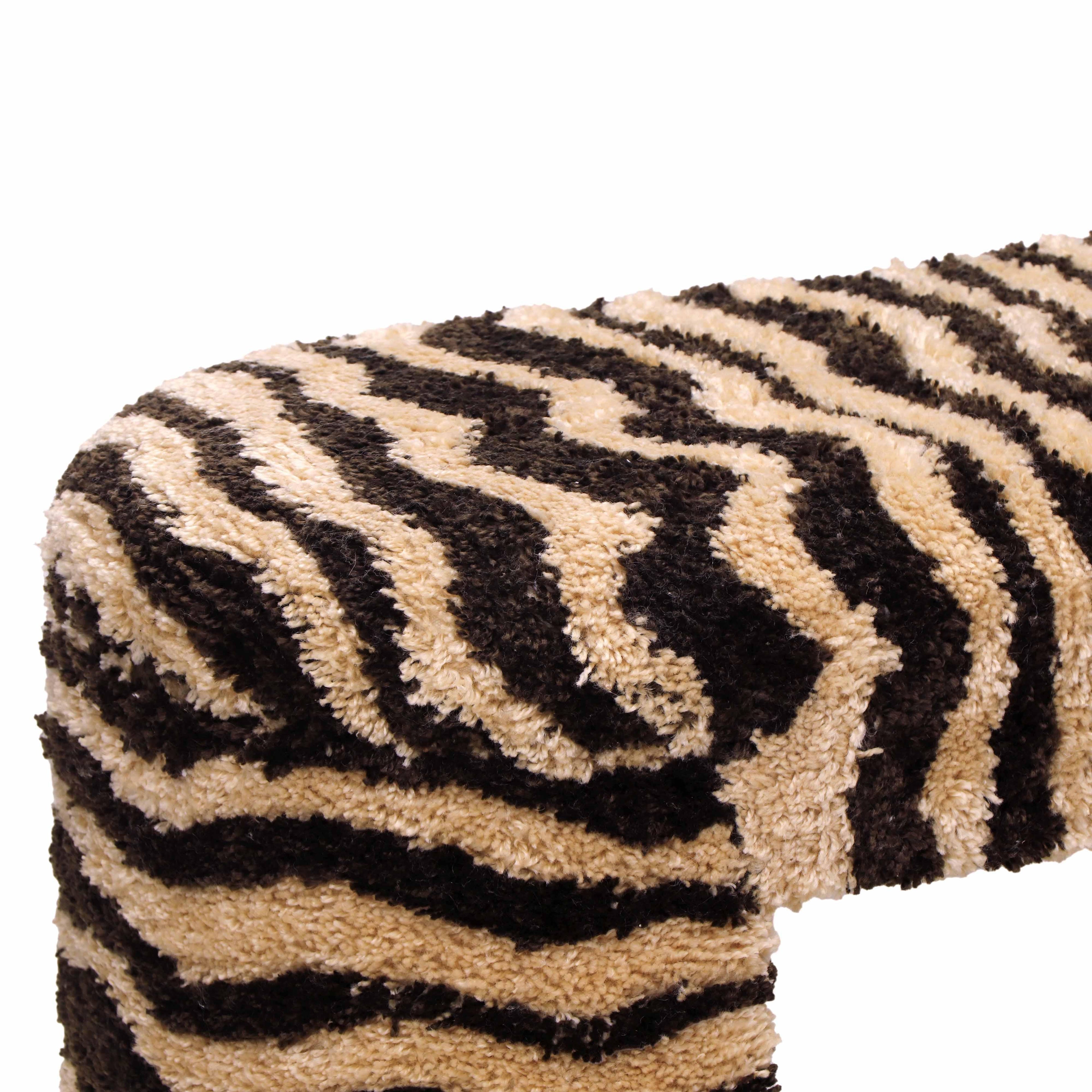 Zebra 39 Brown Striped Tufted Bench