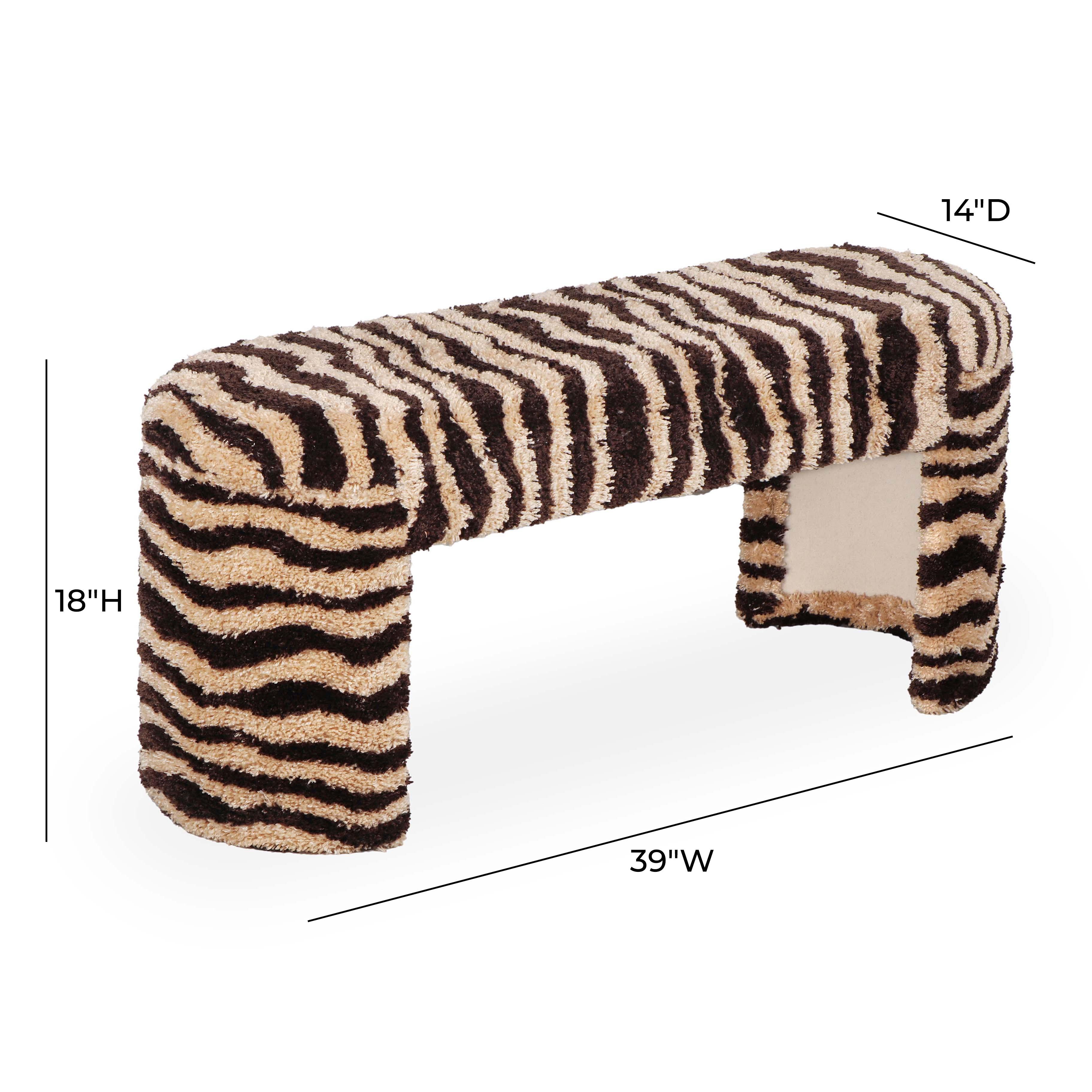 Zebra 39 Brown Striped Tufted Bench