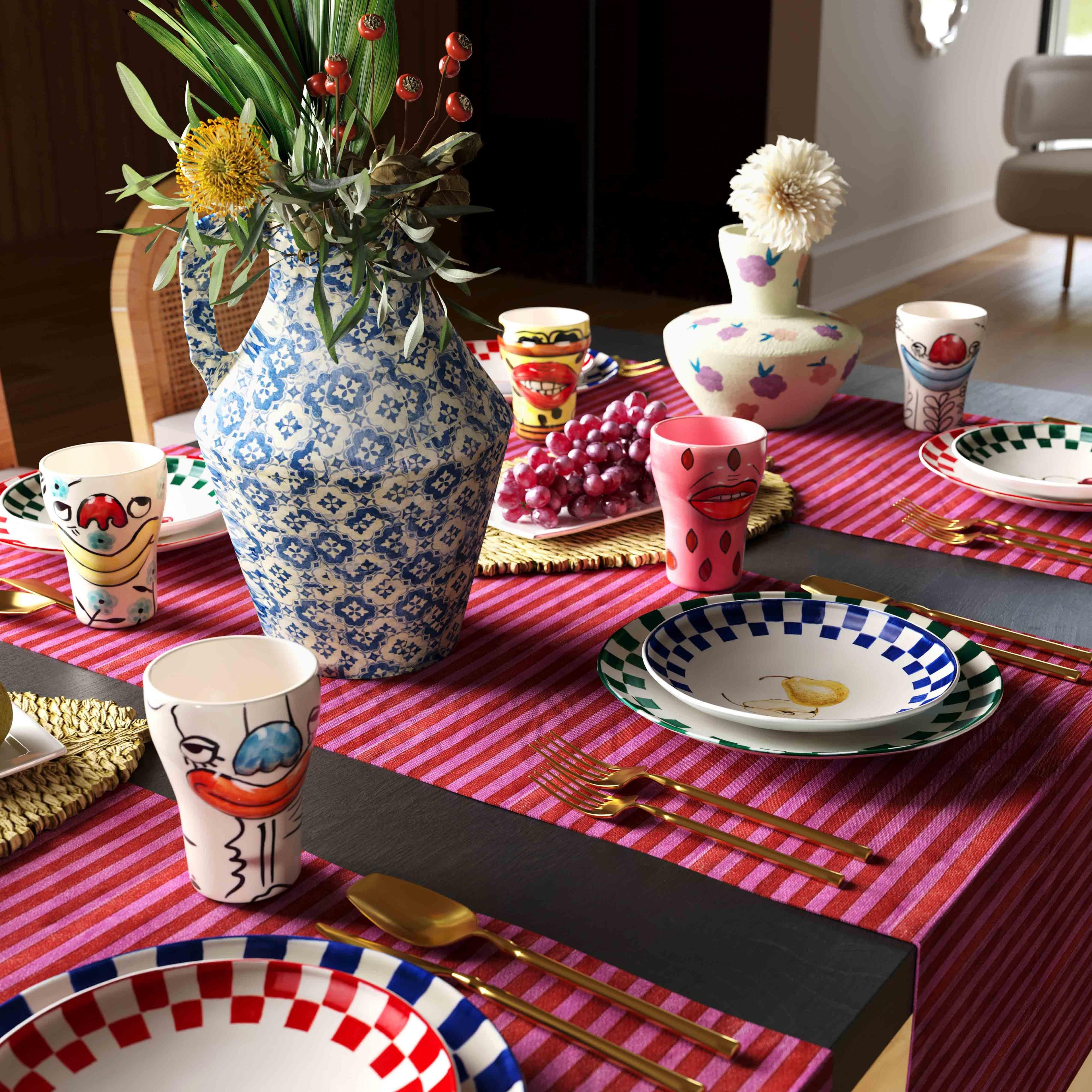 Cotton Mache Vase in Spring Blossoms