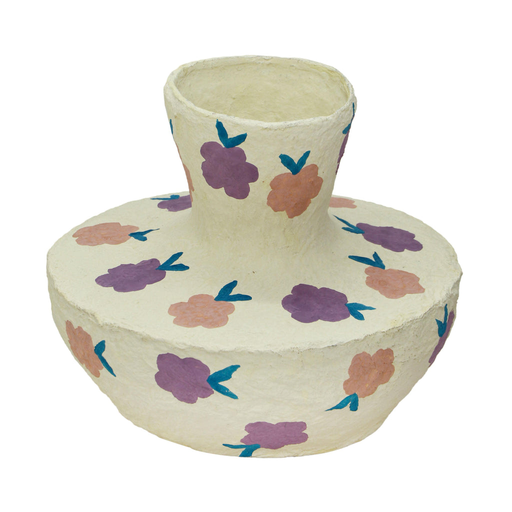 Cotton Mache Vase in Spring Blossoms