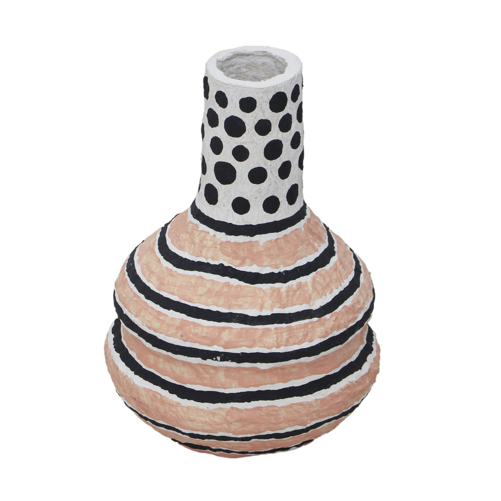 Cotton Mache Vase in Modernist Print