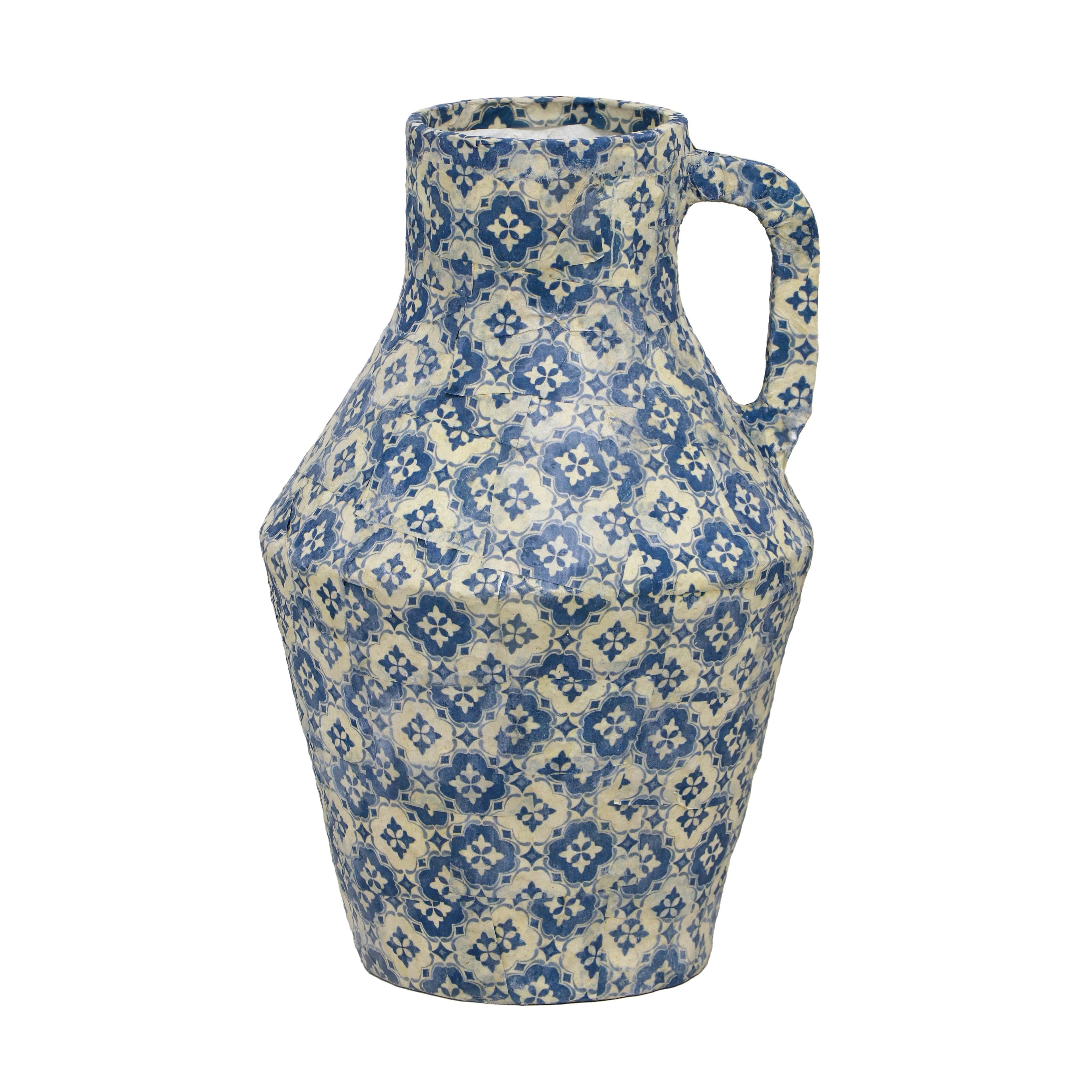 Cotton Mache Vase in Lisbon Tile