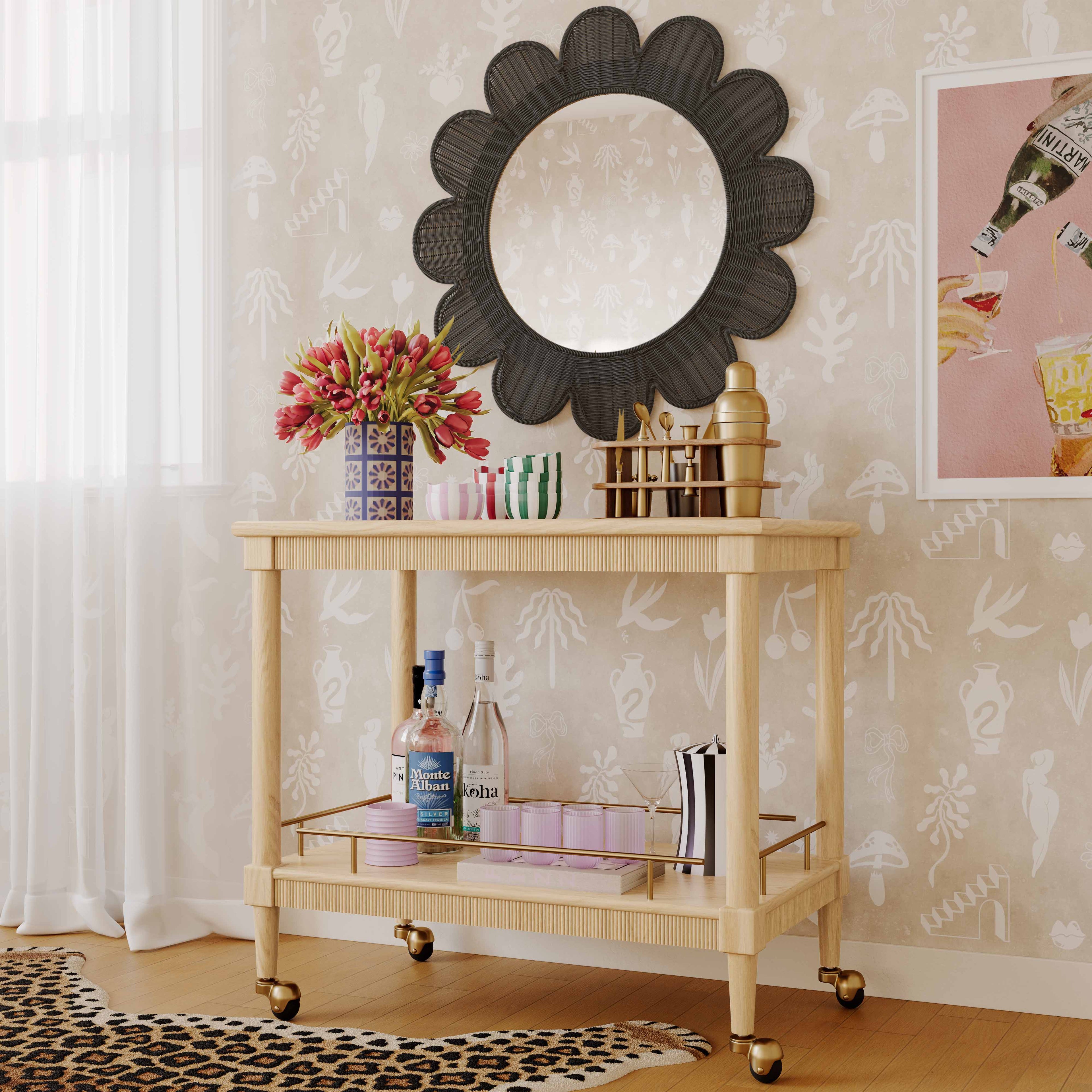 Coralie 33.4 Rattan Round Wall Mirror