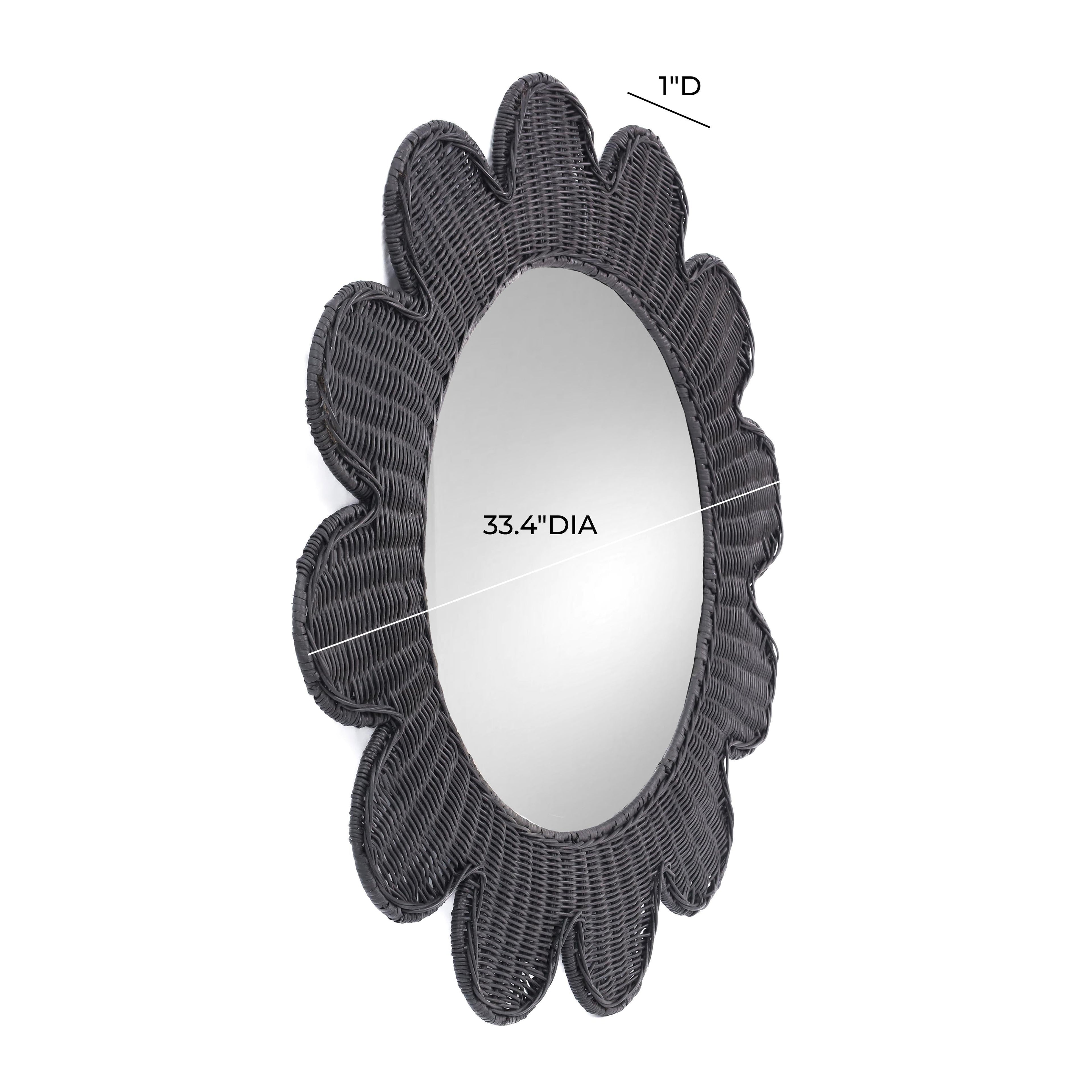 Coralie 33.4 Rattan Round Wall Mirror