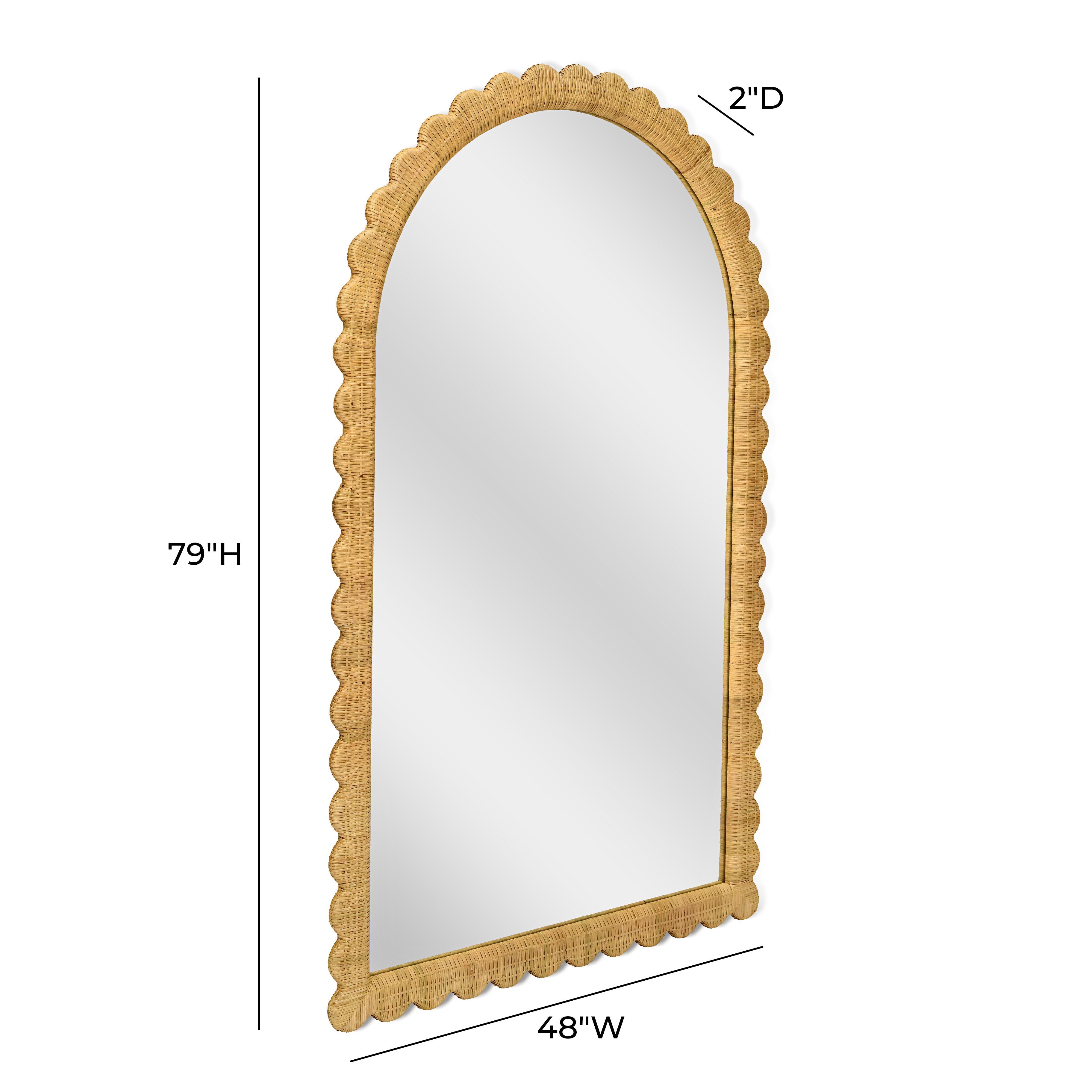 Bama 48 x 79 Jumbo Natural Rattan Arched Wall Mirror