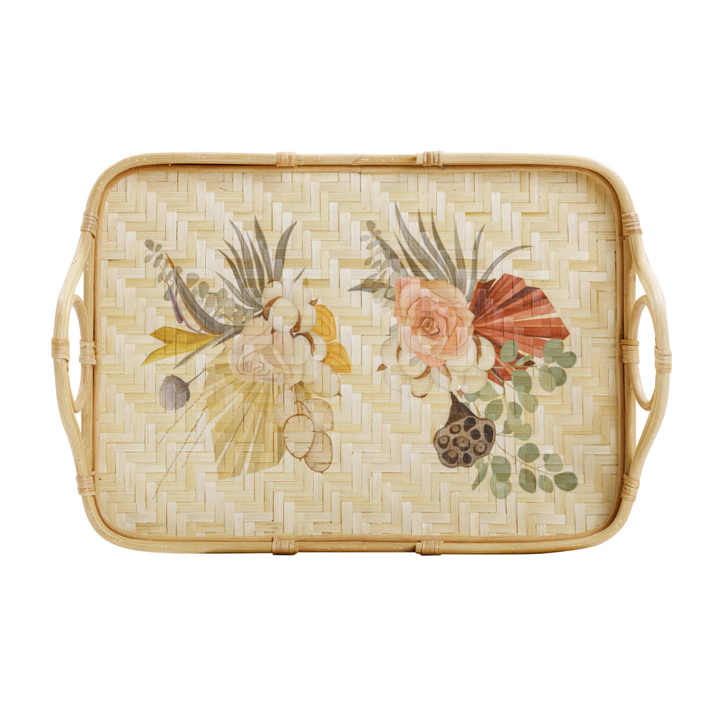 Corey Floral Bamboo Tray