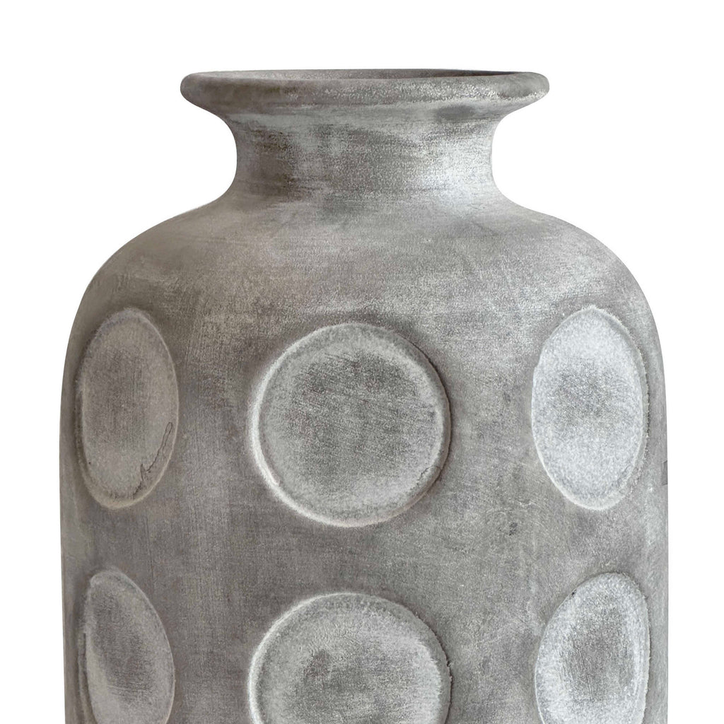 Earthenware Aztec Tub Flower Vase in Grey