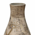 Earthenware Floral Pattern Vase in Grey