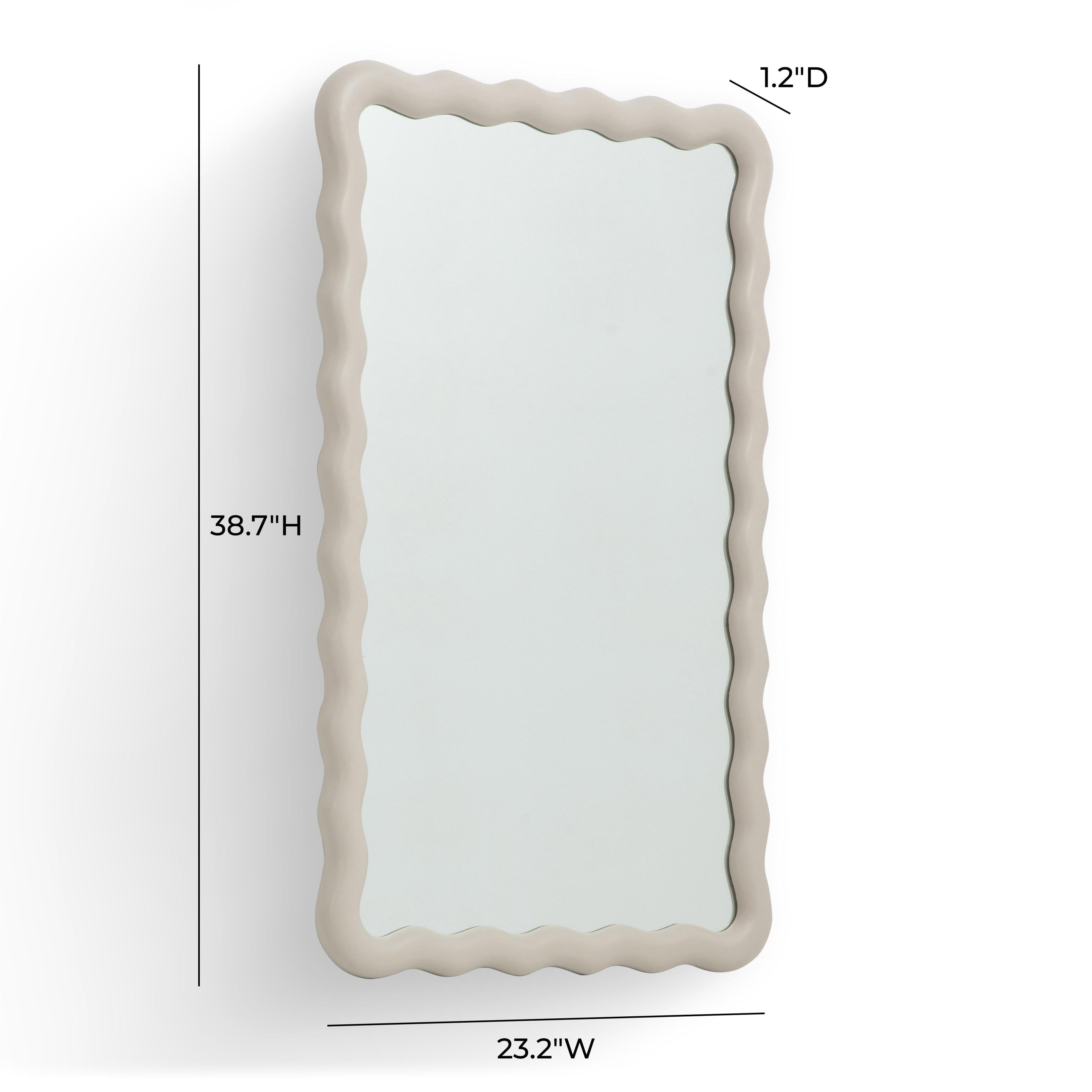 Faire 23X39 Cream Squiggle Rectangular Wall Mirror