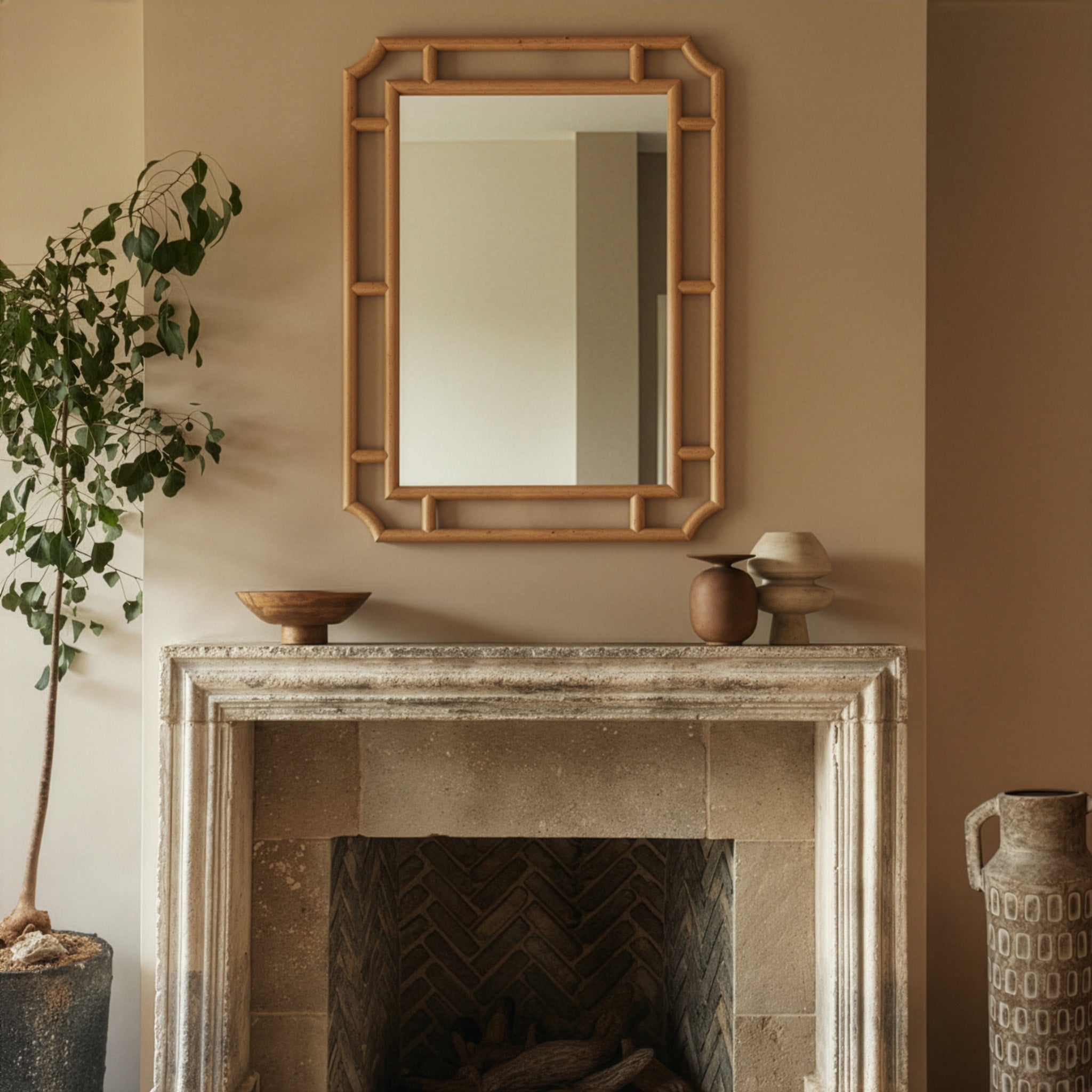 Cienna 24x32 Natural Rattan Wall Mirror