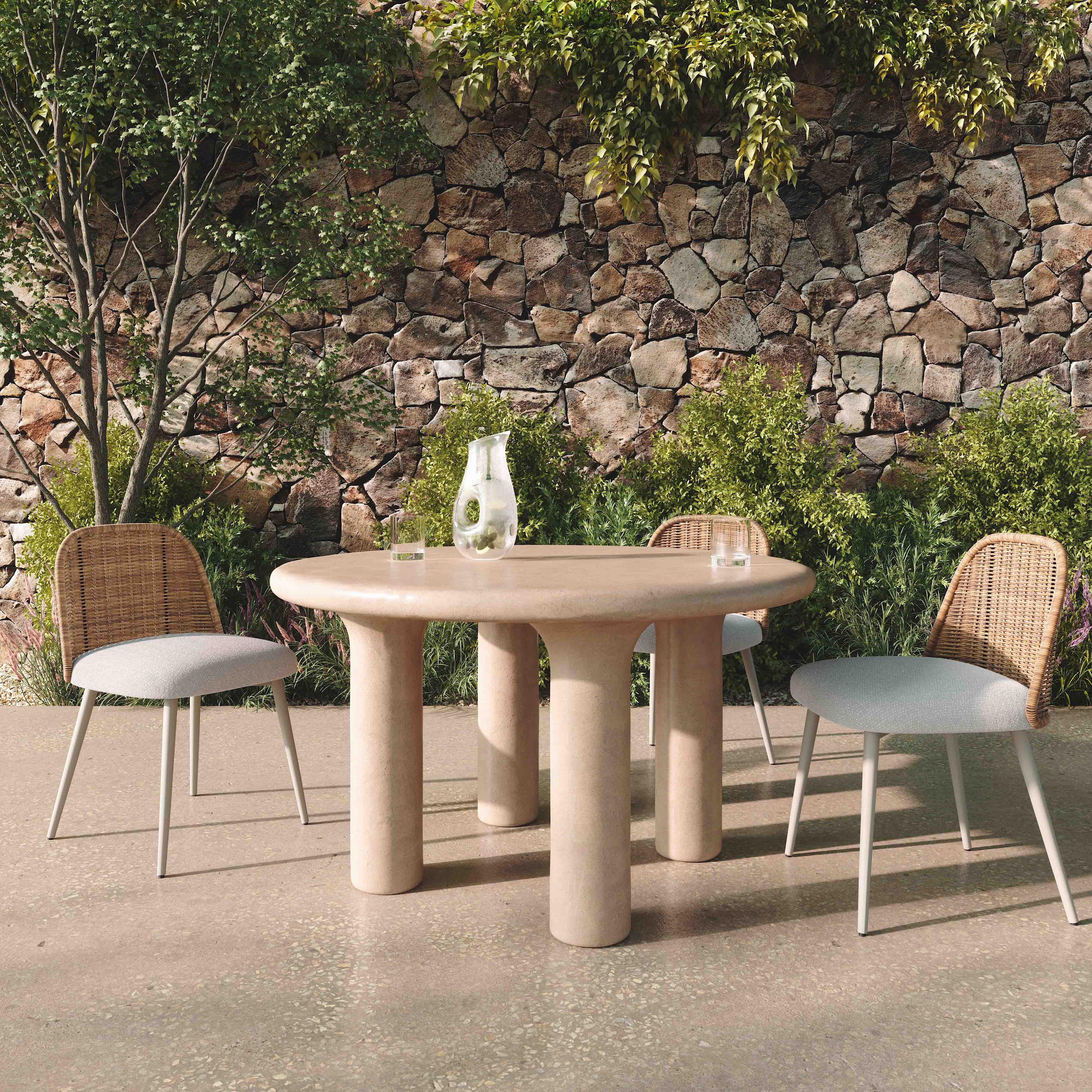 Barbara 47 Cream Textured Indoor / Outdoor Round Dining Table