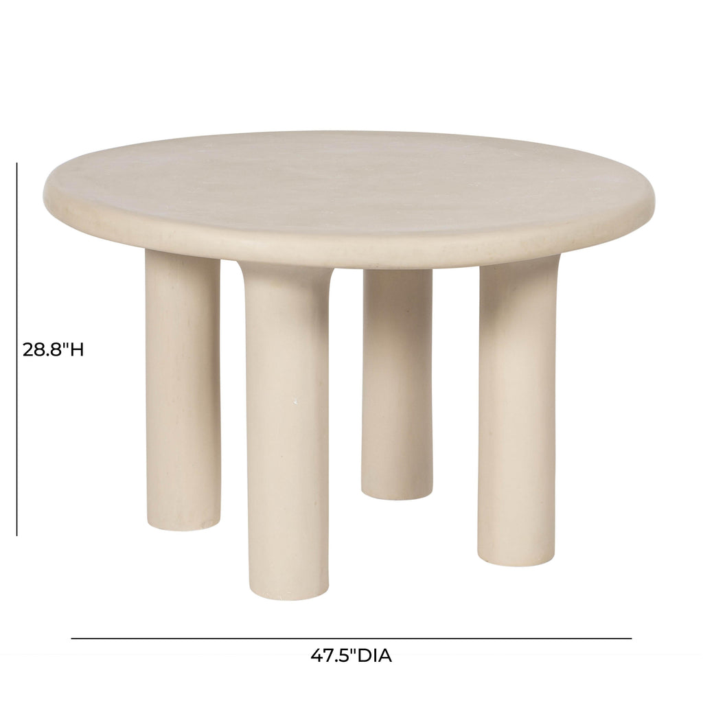 Barbara 47 Cream Textured Indoor / Outdoor Round Dining Table