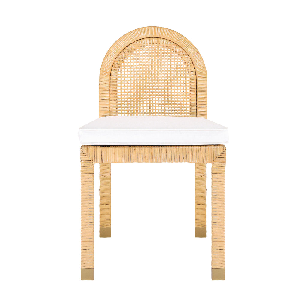 Amara Natural Rattan and Performance Fabric Arched Back Dining Chair