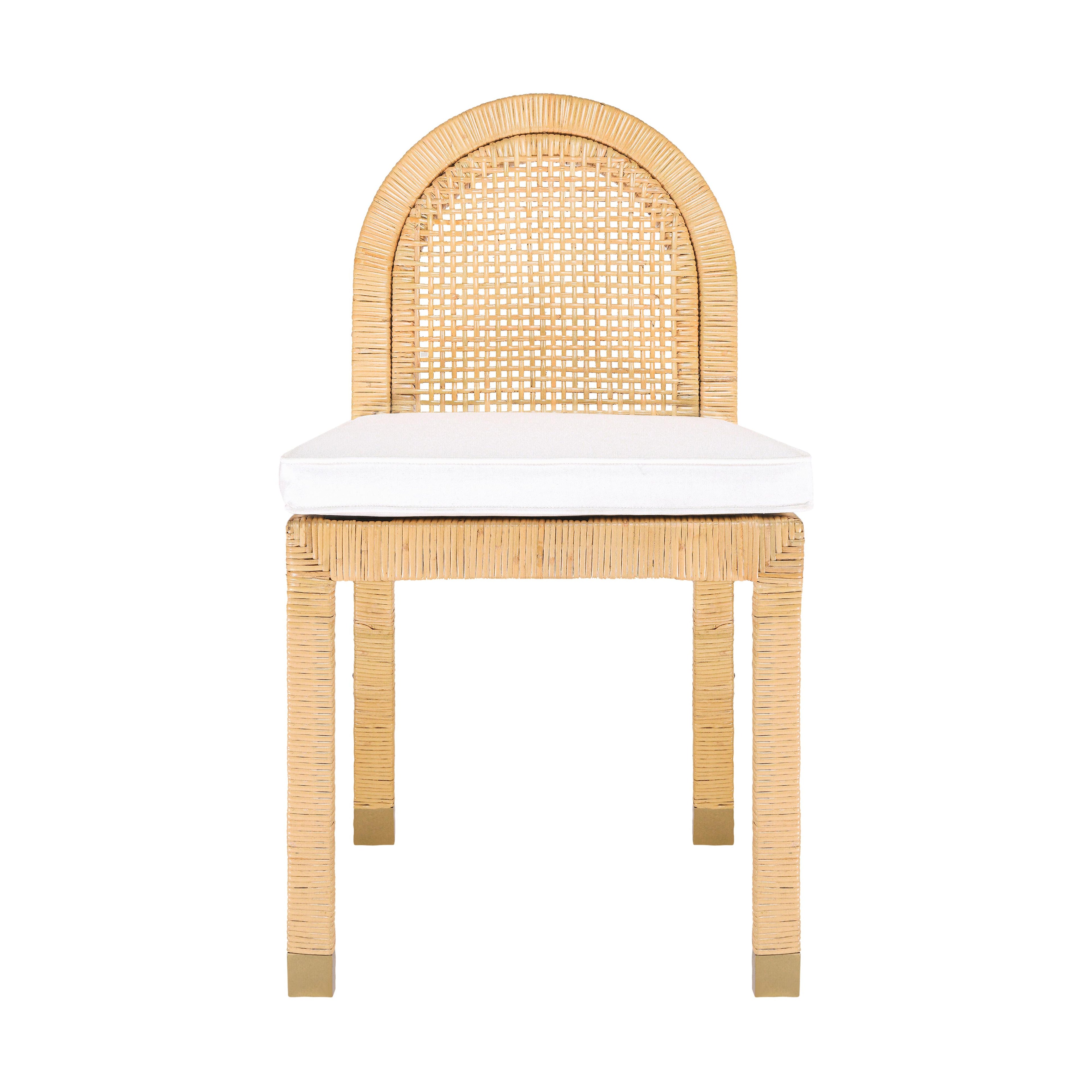 Amara Natural Rattan and Performance Fabric Arched Back Dining Chair
