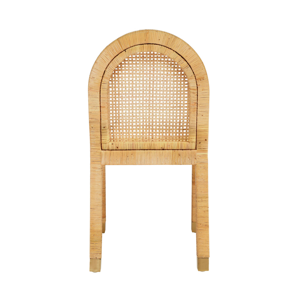 Amara Natural Rattan and Performance Fabric Arched Back Dining Chair