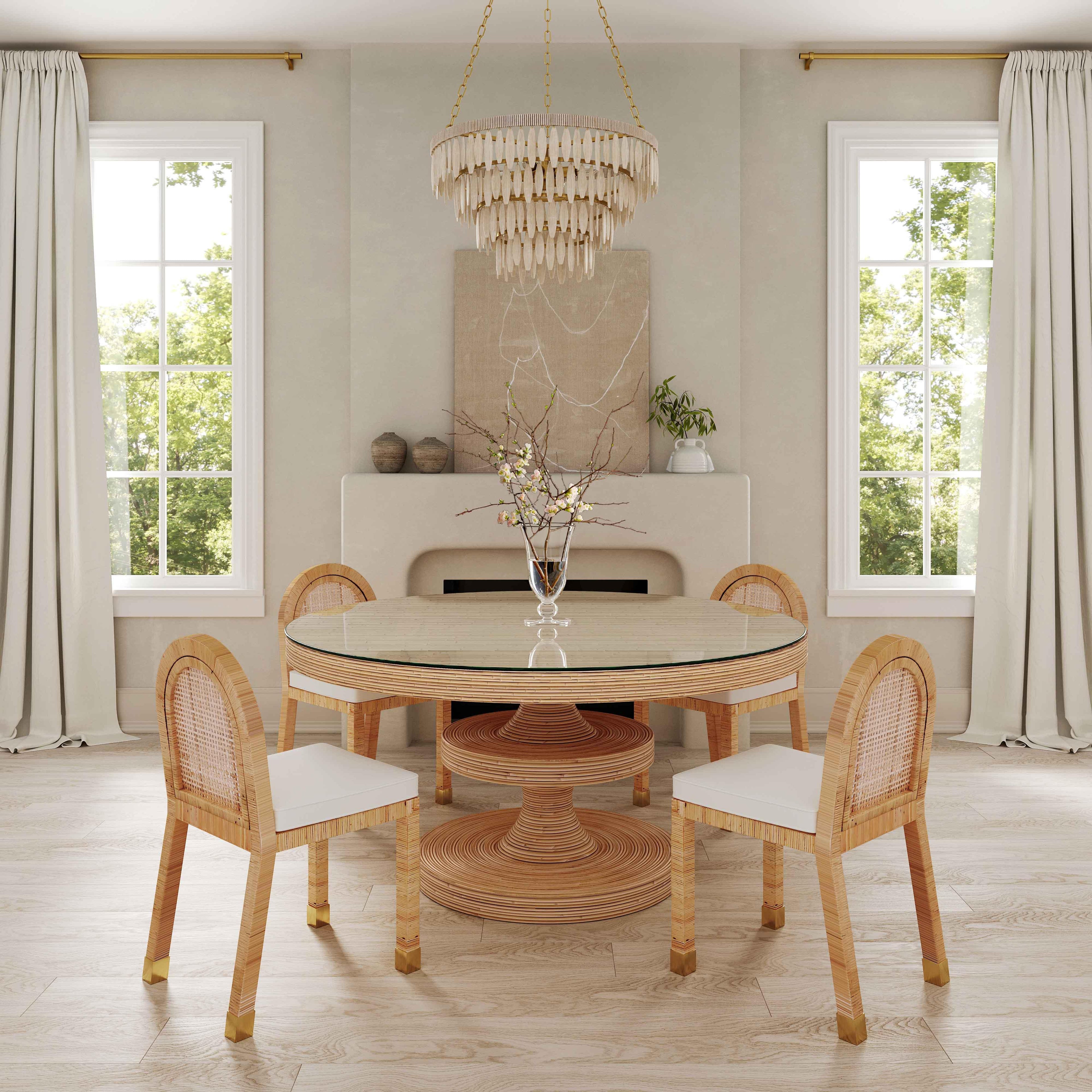Amara Cream Linen Arched Dining Chair