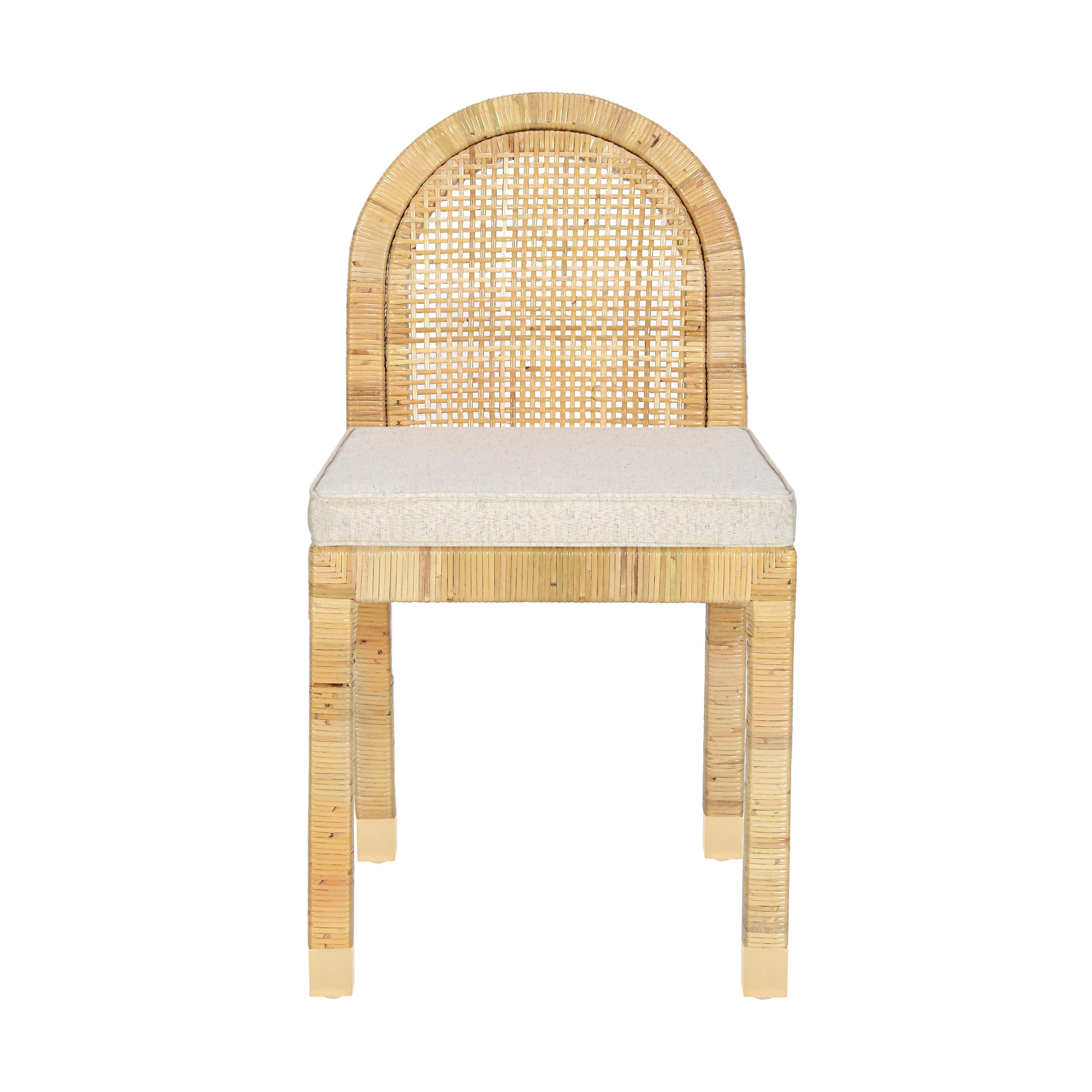 Amara Cream Linen Arched Dining Chair