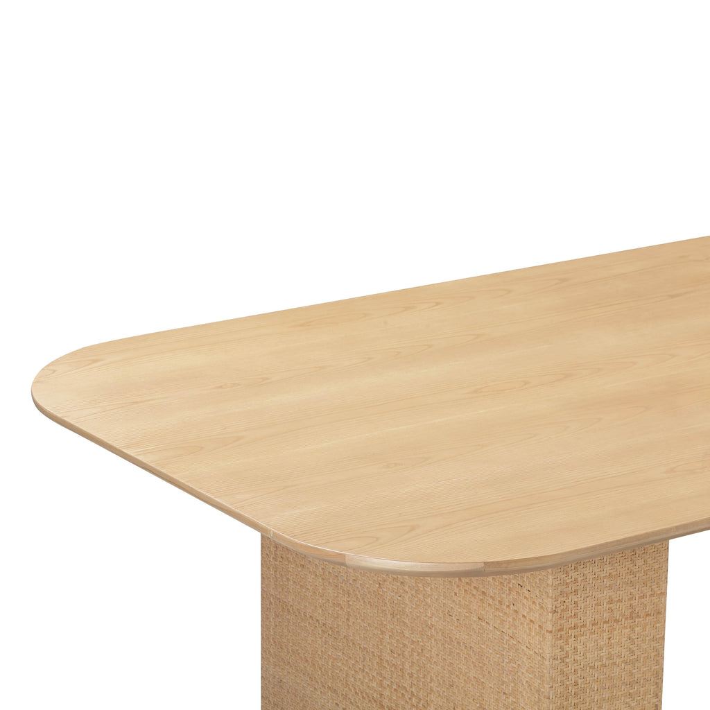 Akiba 96 Natural Ash & Rattan Rectangular Dining Table