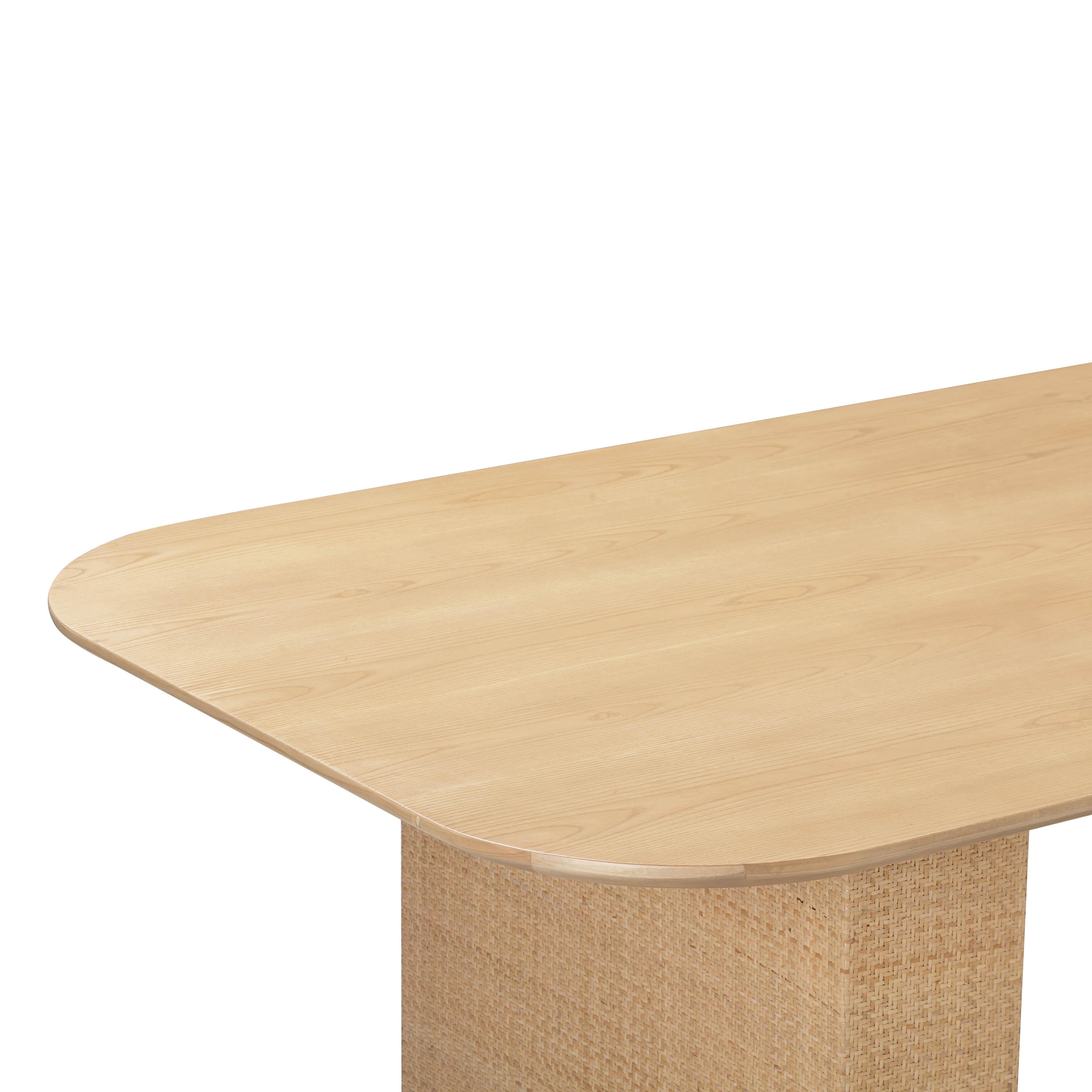 Akiba 96 Natural Ash & Rattan Rectangular Dining Table