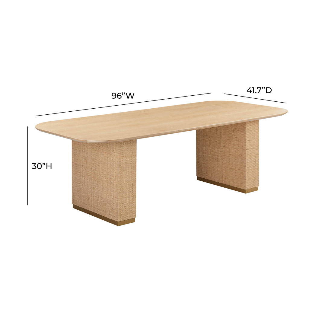Akiba 96 Natural Ash & Rattan Rectangular Dining Table