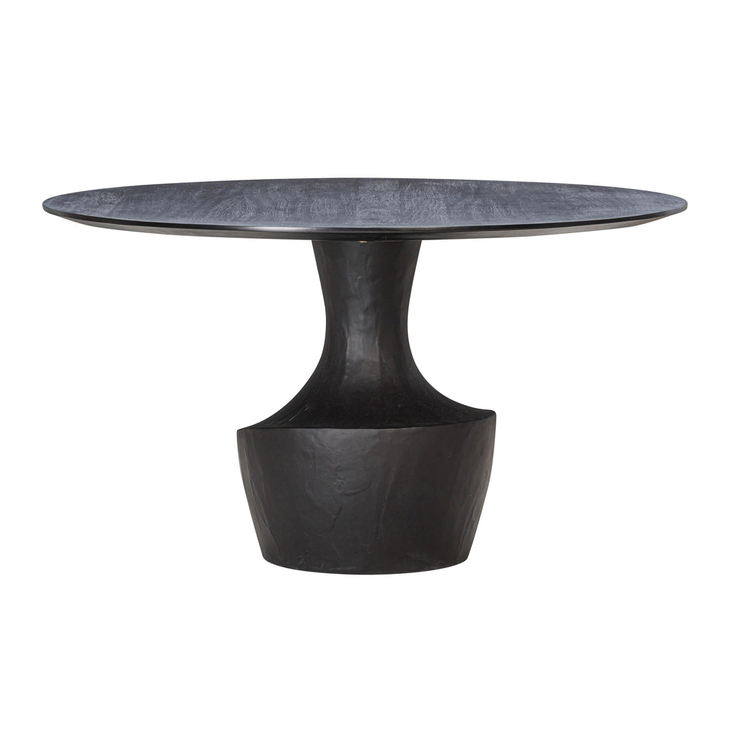 Gevra 54 Black Acacia & Faux Plaster Round Dining Table