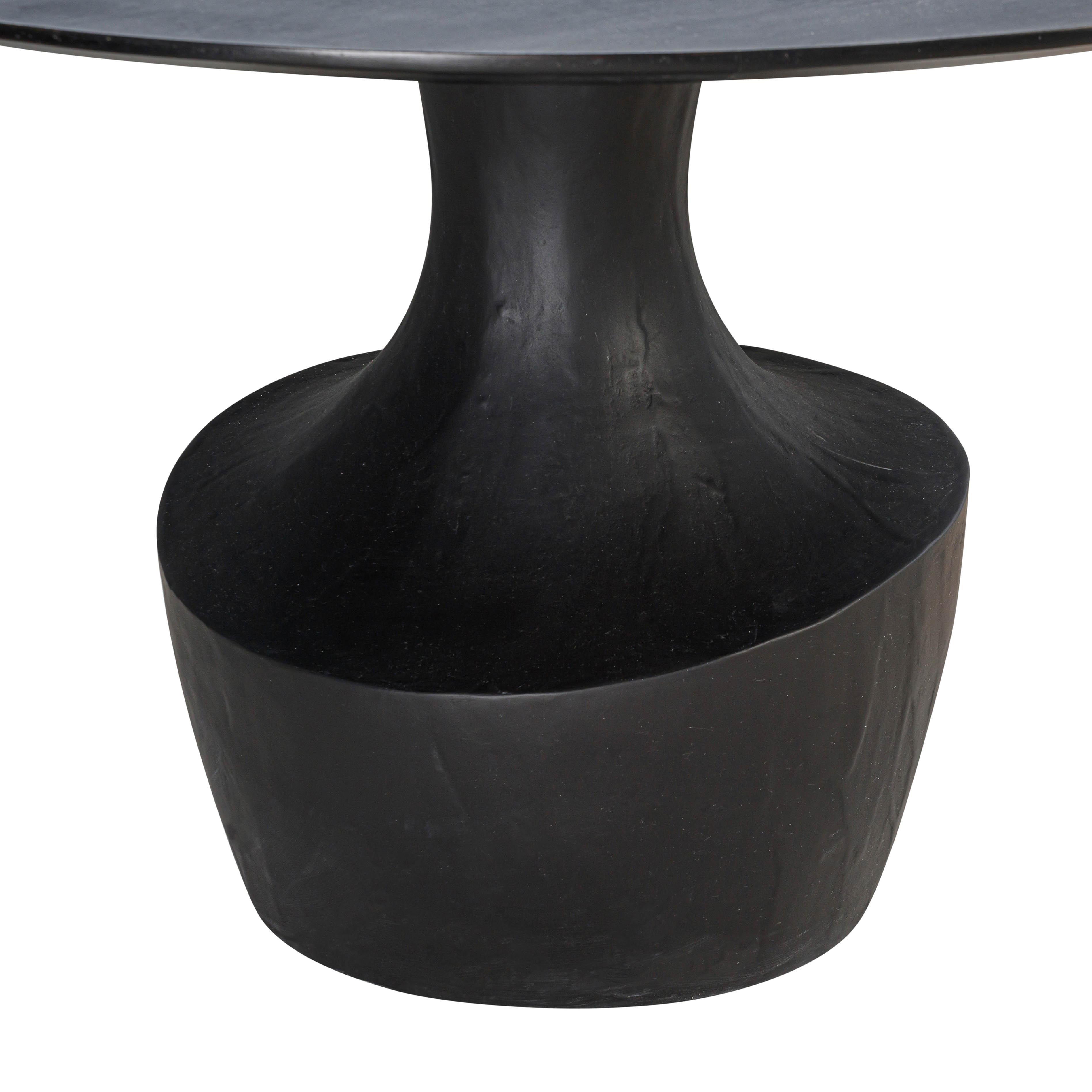 Gevra 54 Black Acacia & Faux Plaster Round Dining Table