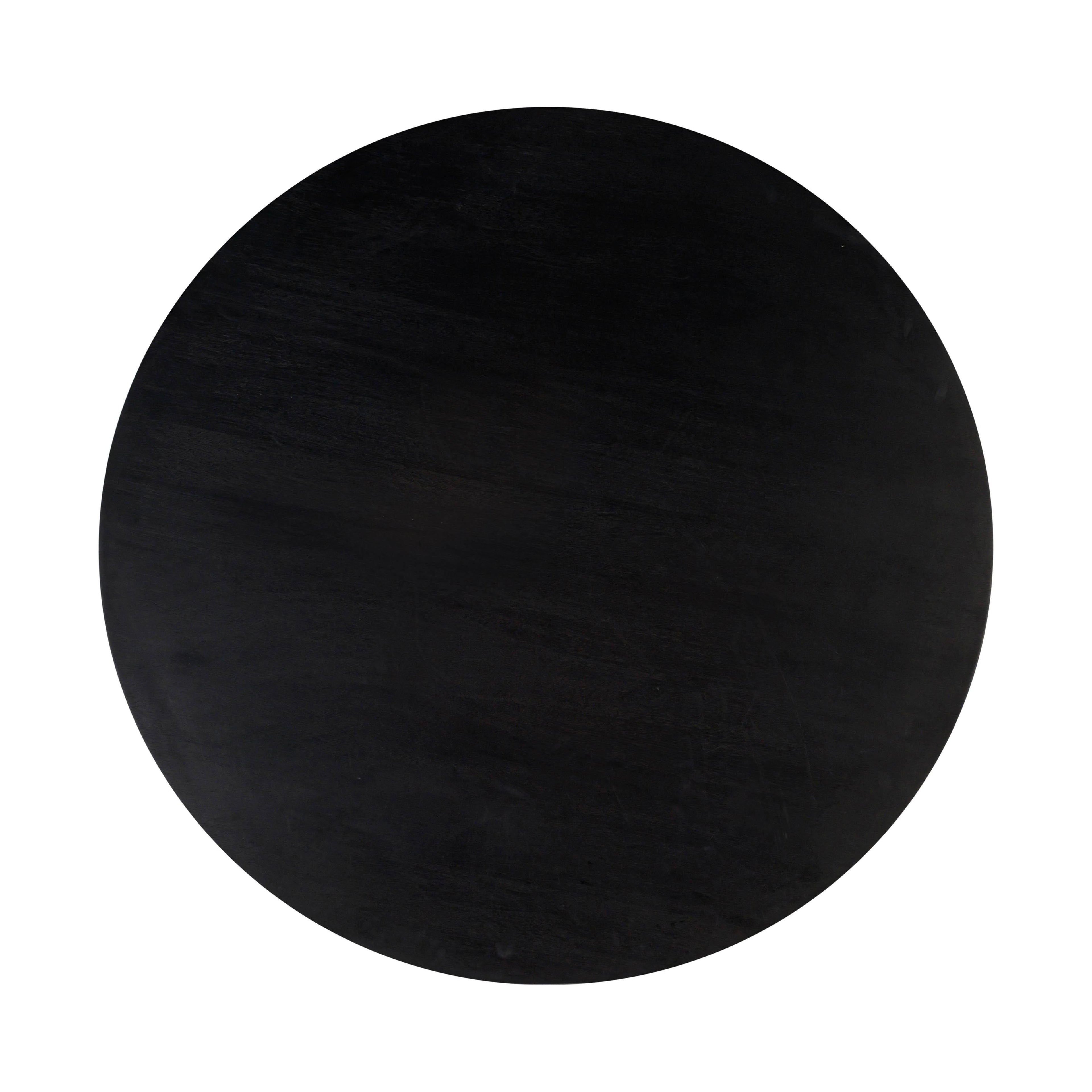 Gevra 54 Black Acacia & Faux Plaster Round Dining Table