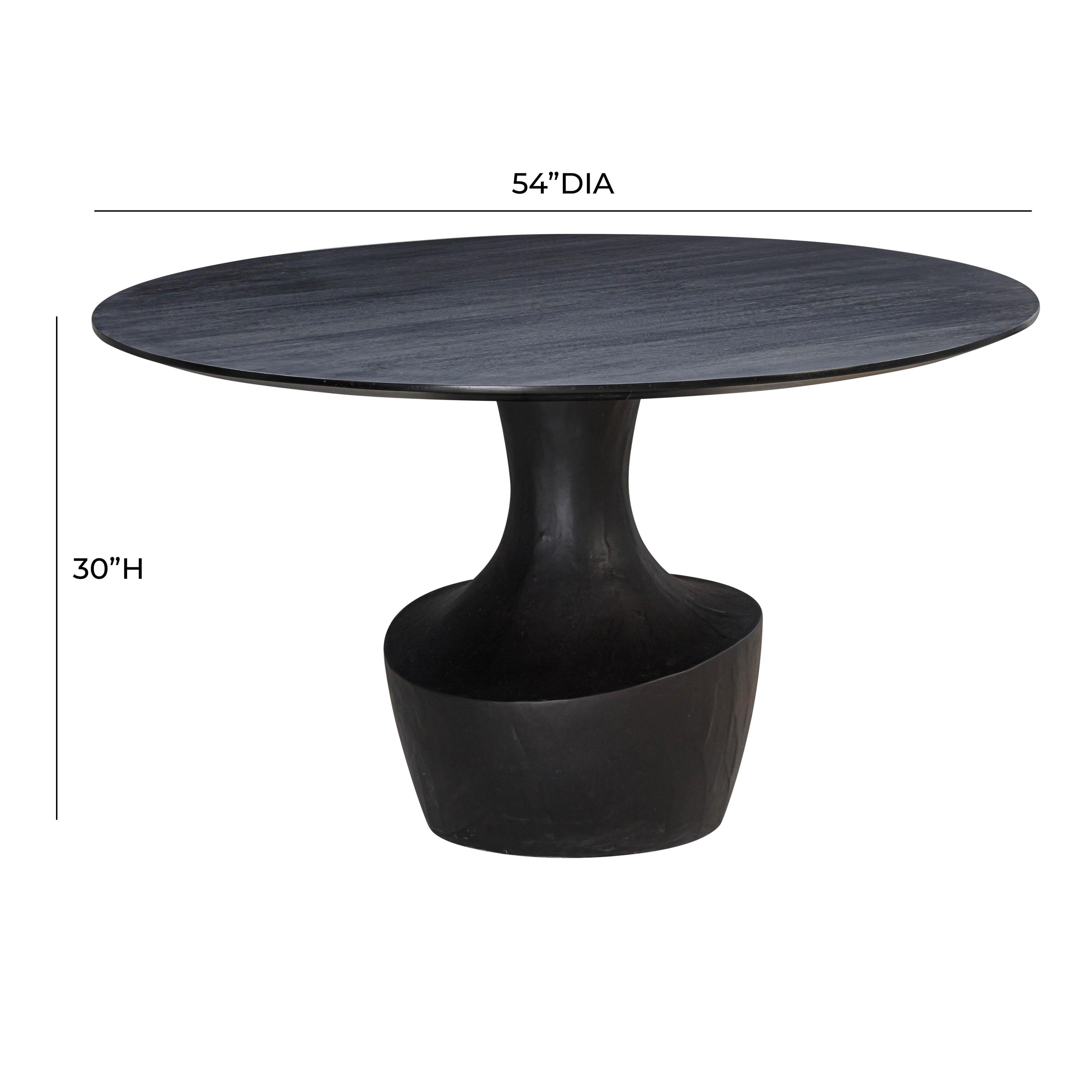 Gevra 54 Black Acacia & Faux Plaster Round Dining Table