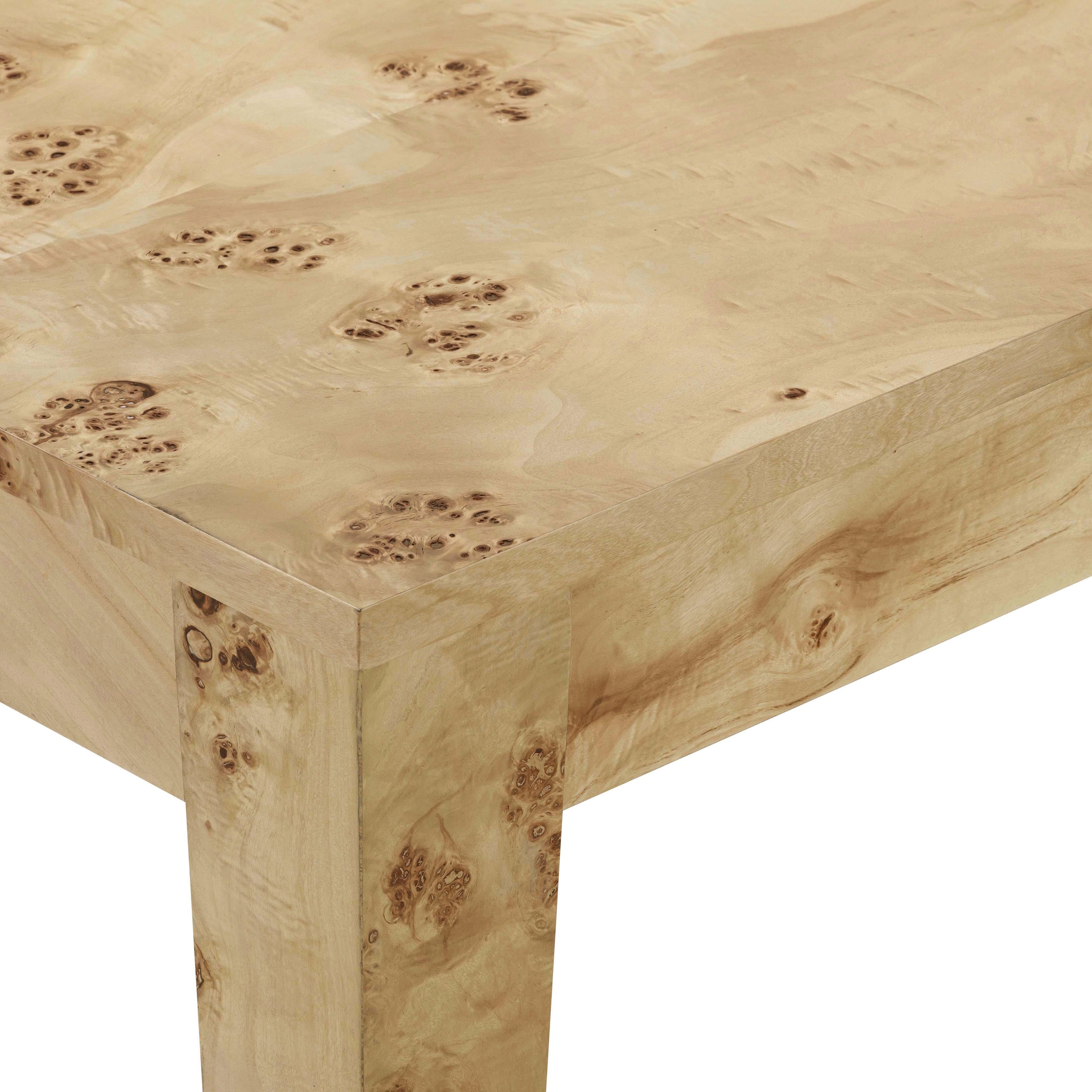 Brandyss 90 Natural Burl Rectangular Dining Table