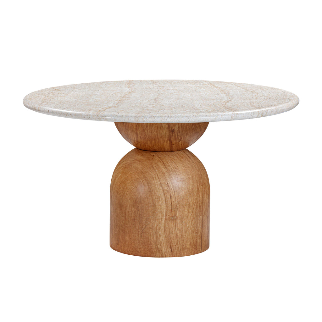 Cynthia 54 Faux Travertine Indoor/Outdoor Concrete Round Dining Table