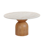 Cynthia 54 Faux Travertine Indoor/Outdoor Concrete Round Dining Table