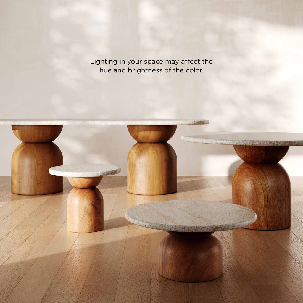 Cynthia 87 Faux Travertine Indoor/Outdoor Concrete Oval Dining Table