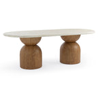 Cynthia 87 Faux Travertine Indoor/Outdoor Concrete Oval Dining Table