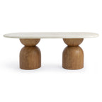 Cynthia 87 Faux Travertine Indoor/Outdoor Concrete Oval Dining Table