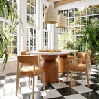 Cynthia 87 Faux Travertine Indoor/Outdoor Concrete Oval Dining Table