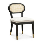 Cosette Black Dining Chair in Cream Performance Linen