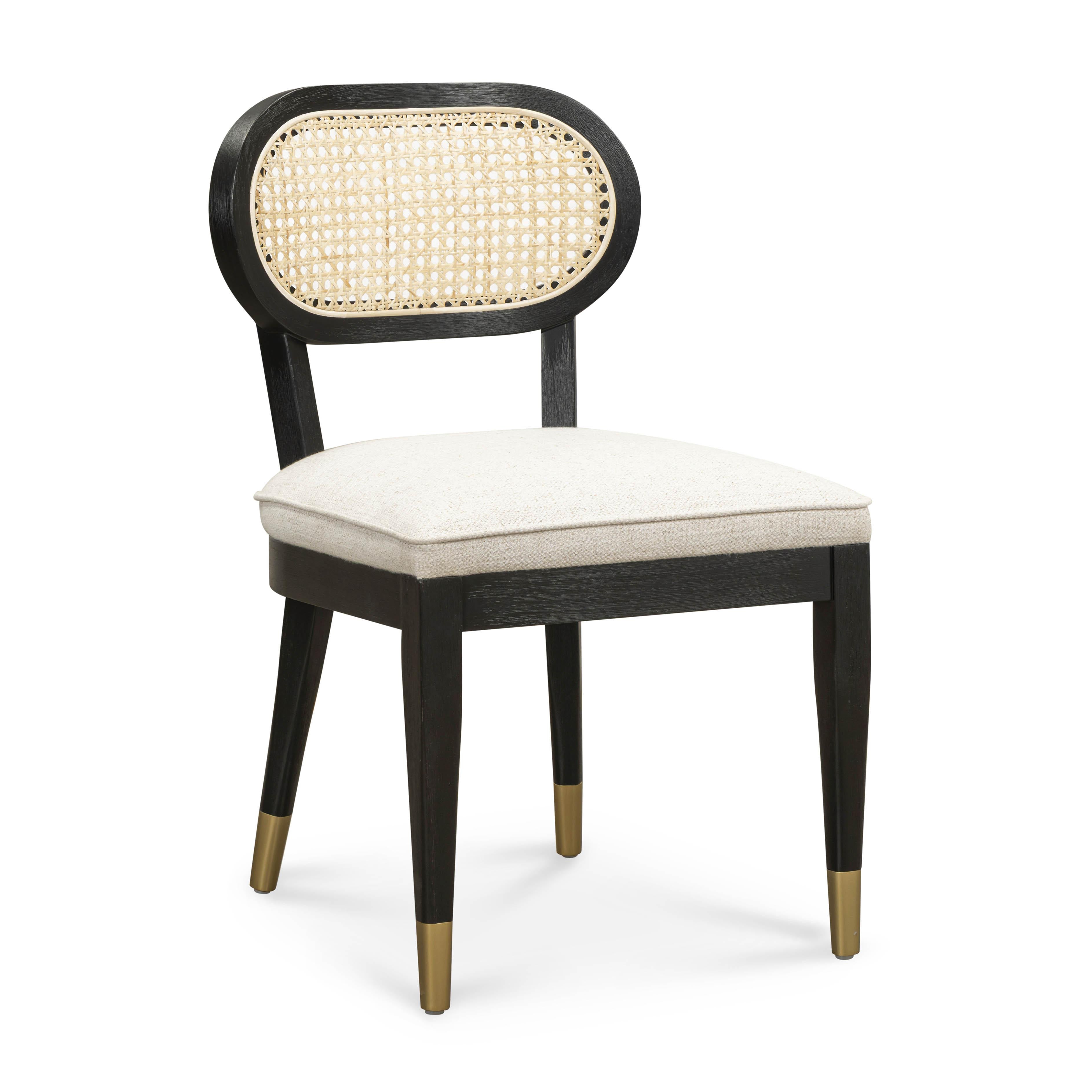 Cosette Black Dining Chair in Cream Performance Linen