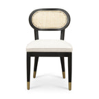 Cosette Black Dining Chair in Cream Performance Linen