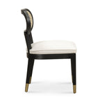 Cosette Black Dining Chair in Cream Performance Linen
