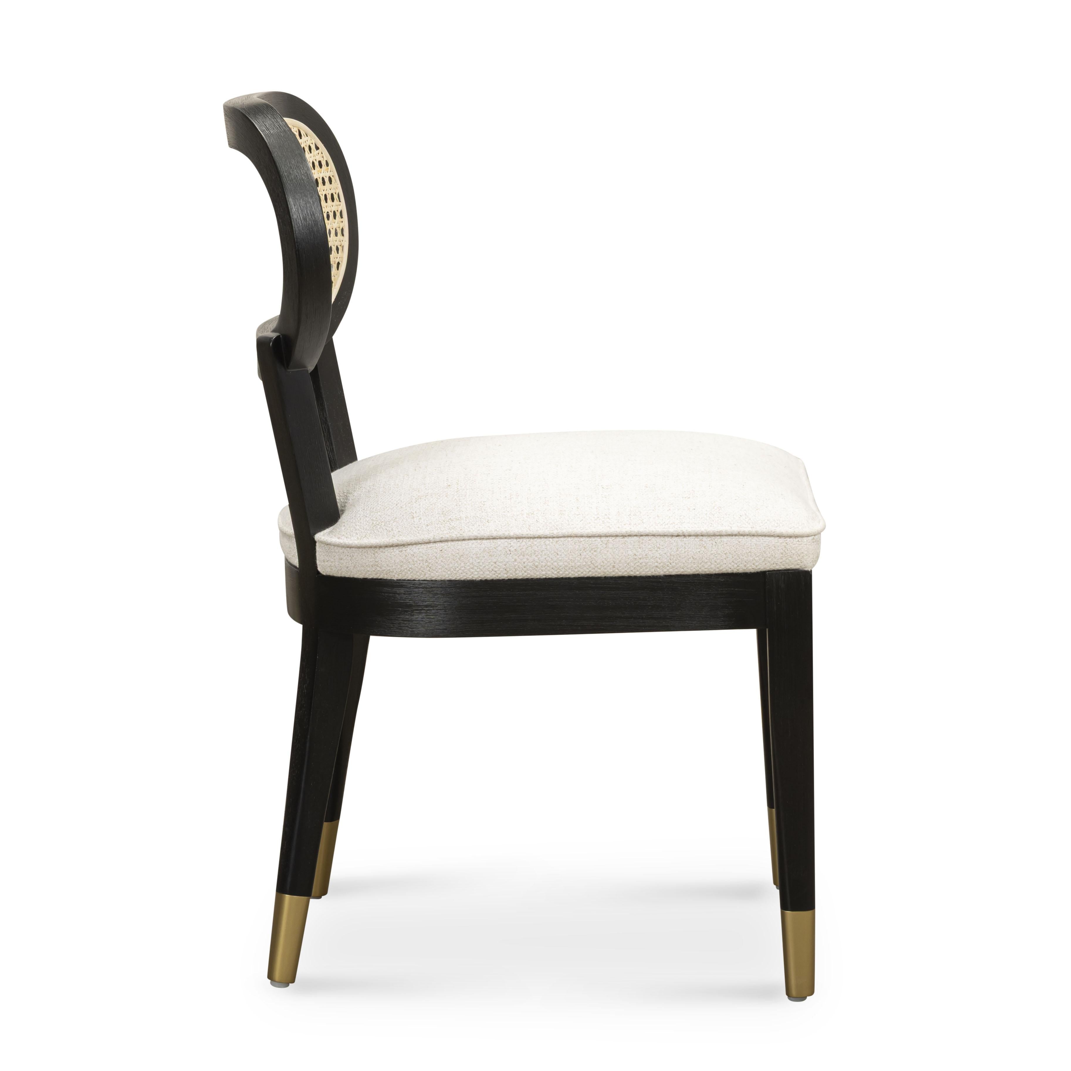 Cosette Black Dining Chair in Cream Performance Linen