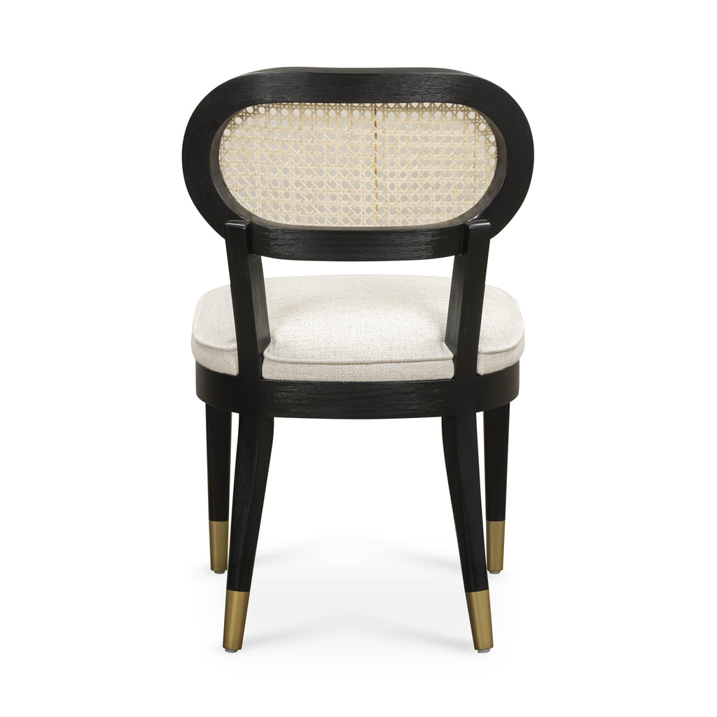 Cosette Black Dining Chair in Cream Performance Linen