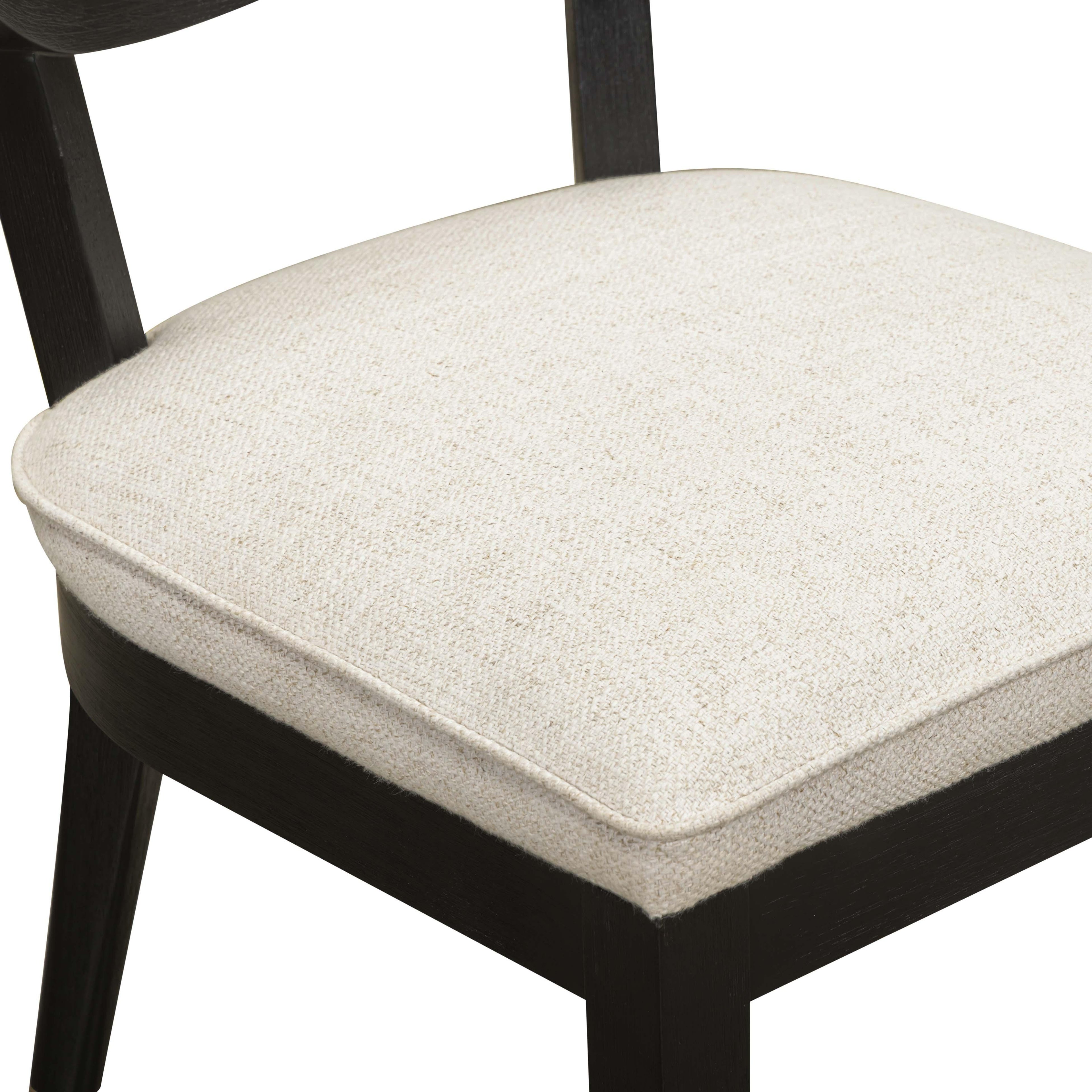 Cosette Black Dining Chair in Cream Performance Linen