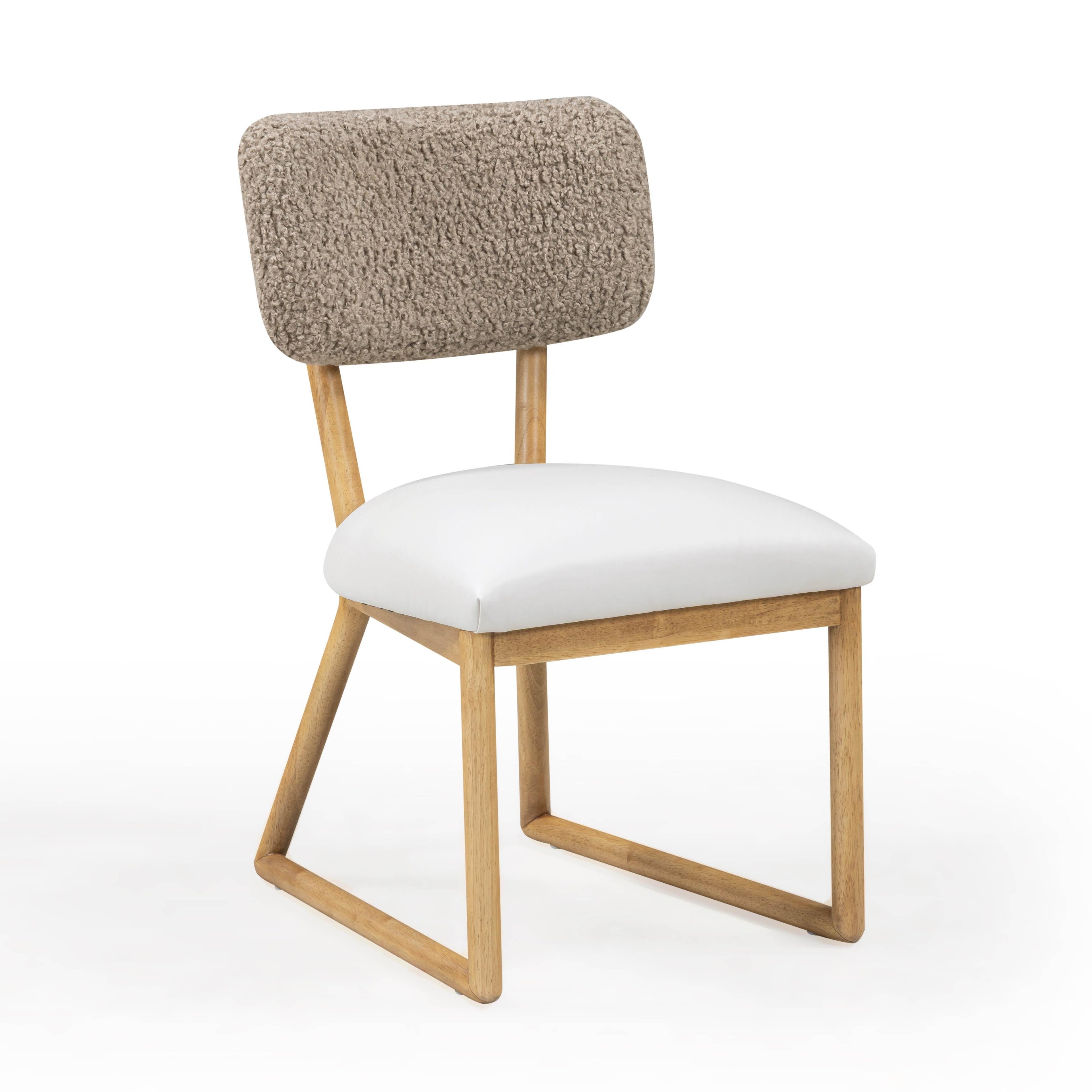 Bobbie Cream Vegan Leather and Grey Vegan Shearling Dining Chair