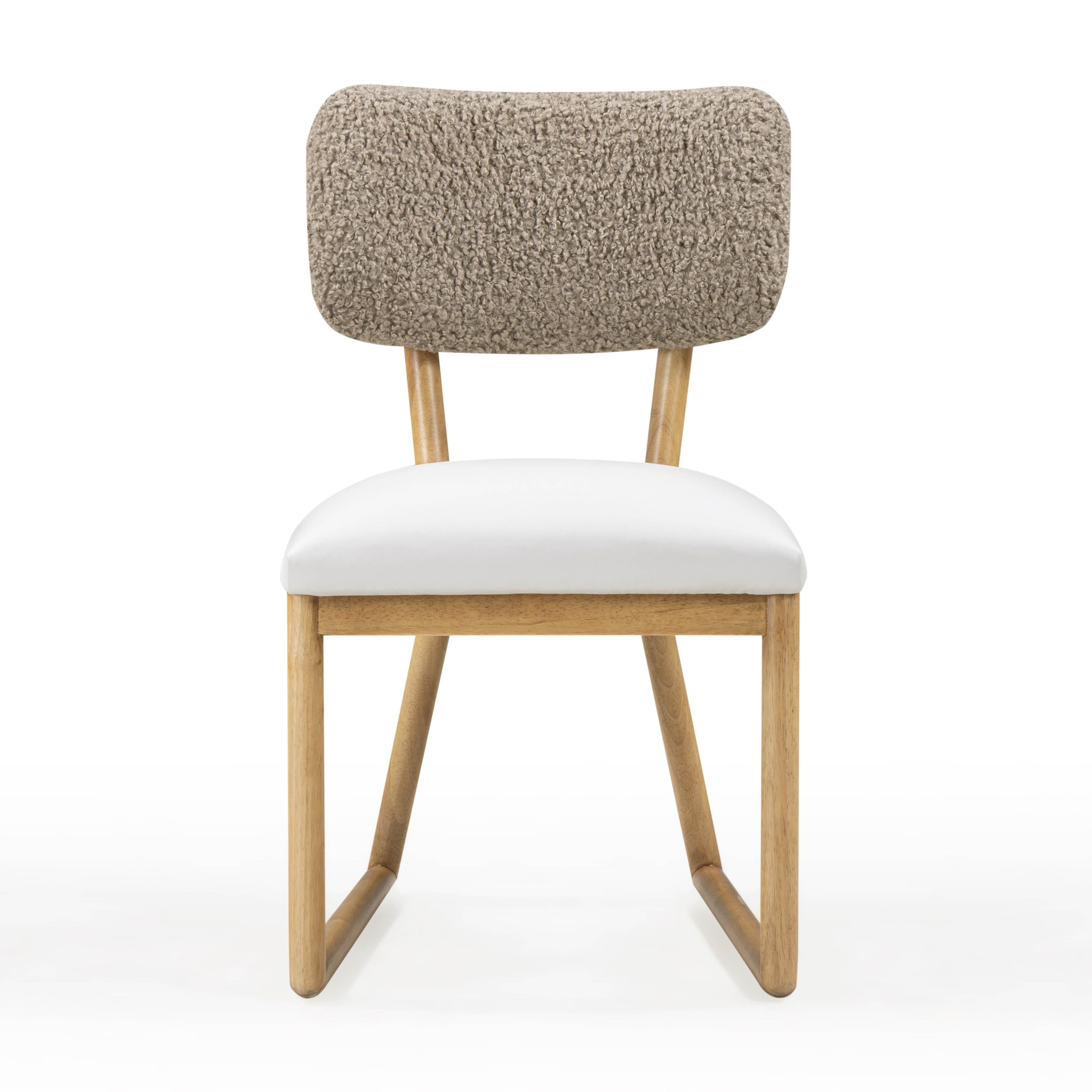 Bobbie Cream Vegan Leather and Grey Vegan Shearling Dining Chair