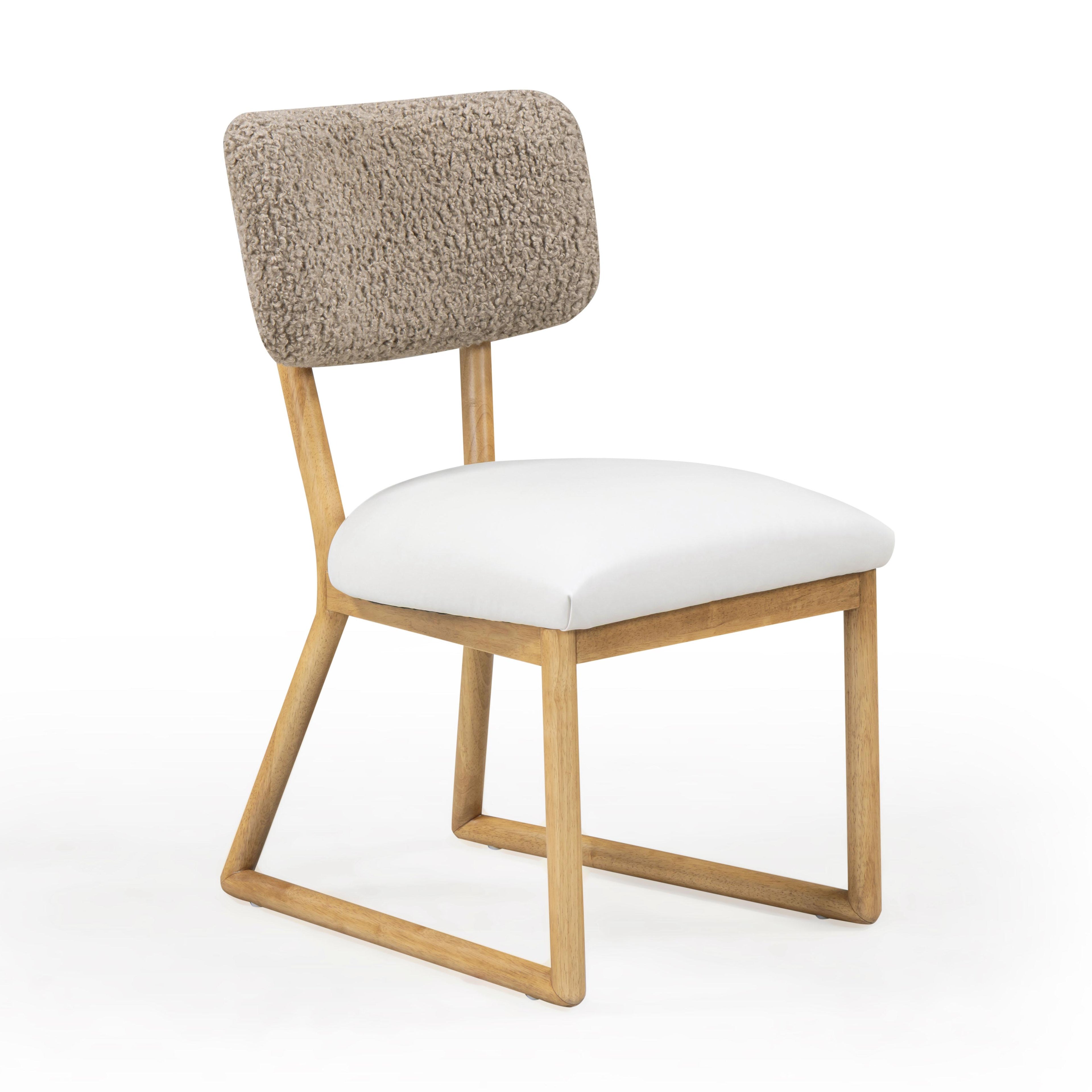Bobbie Cream Vegan Leather and Grey Vegan Shearling Dining Chair