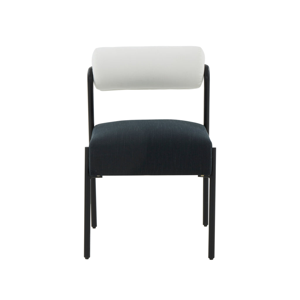 Jolene Cream and Black Performance Linen Dining Chair - Set of 2