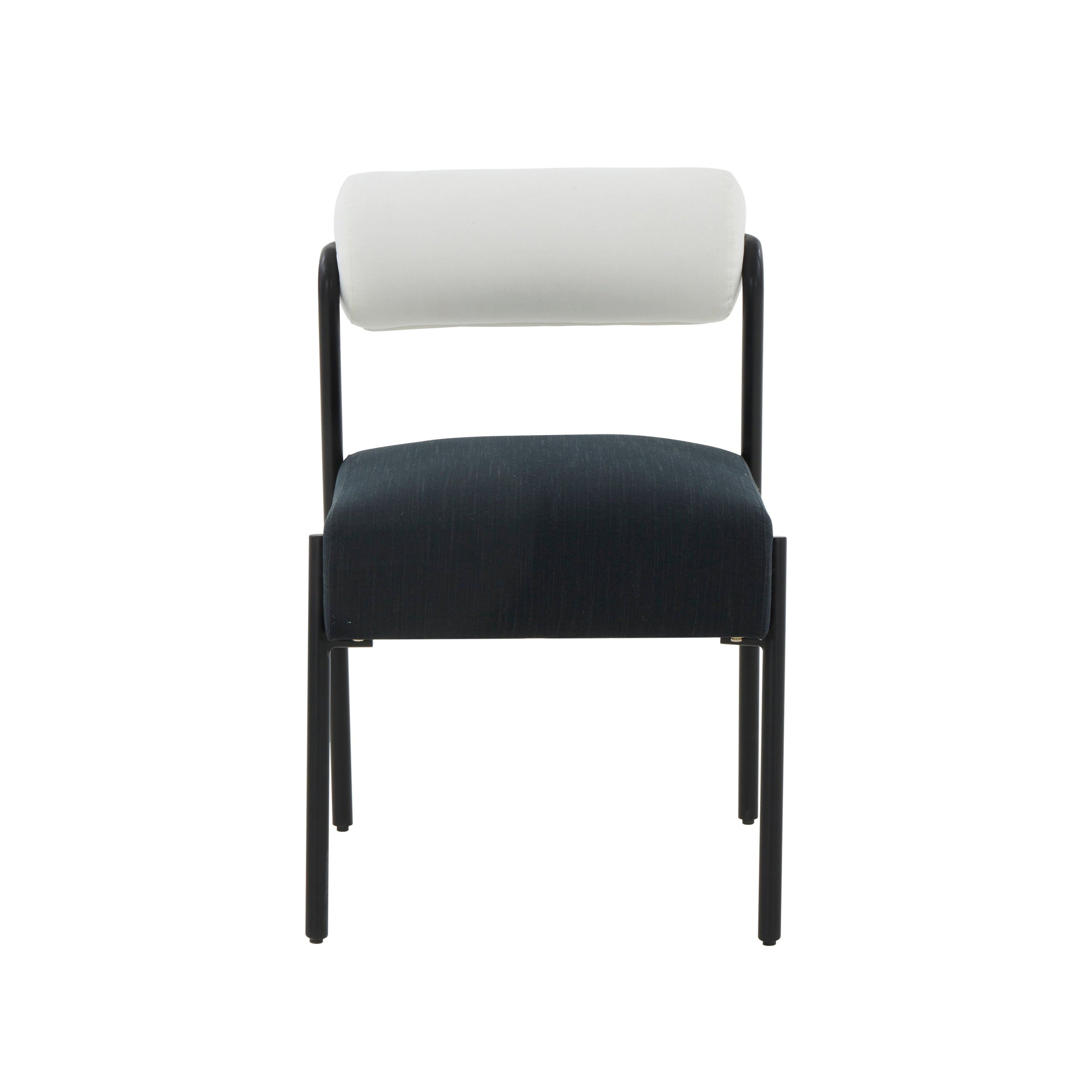 Jolene Cream and Black Performance Linen Dining Chair - Set of 2